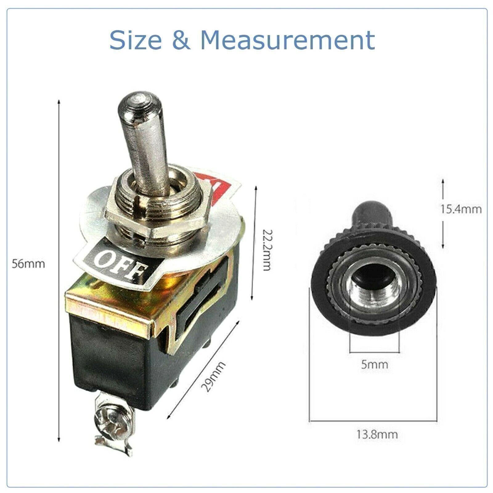 5X Toggle SWITCH ON/OFF Heavy Duty 15A 250V SPST 2 Terminal Car Boat Waterproof*