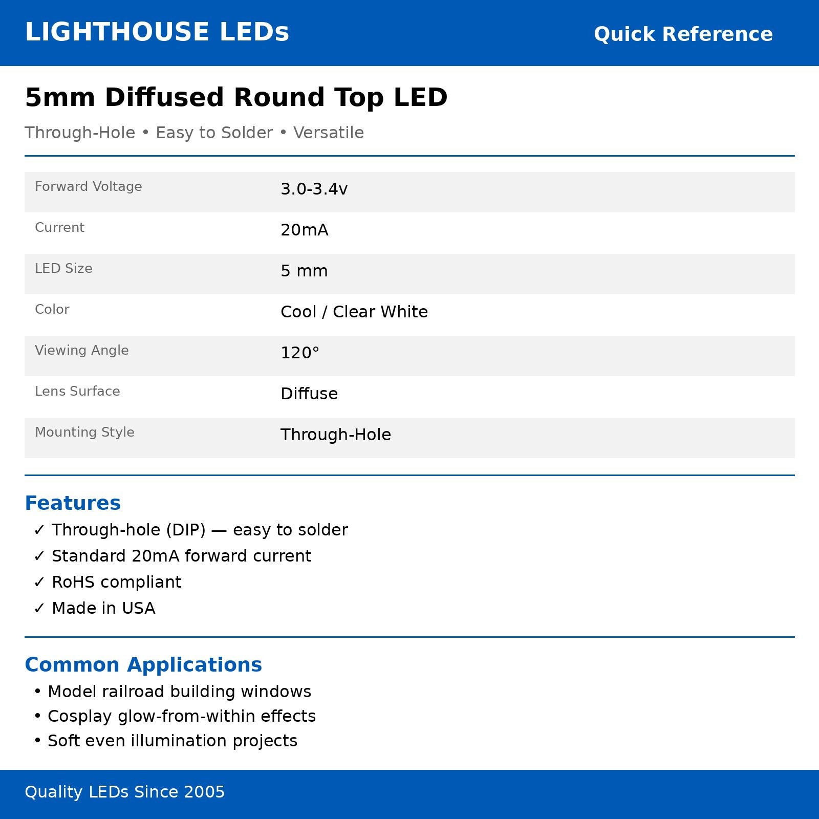 50 x 2mm Tower Cool Clear White Diffused LED Super Bright Lighthouse LEDs Buildi