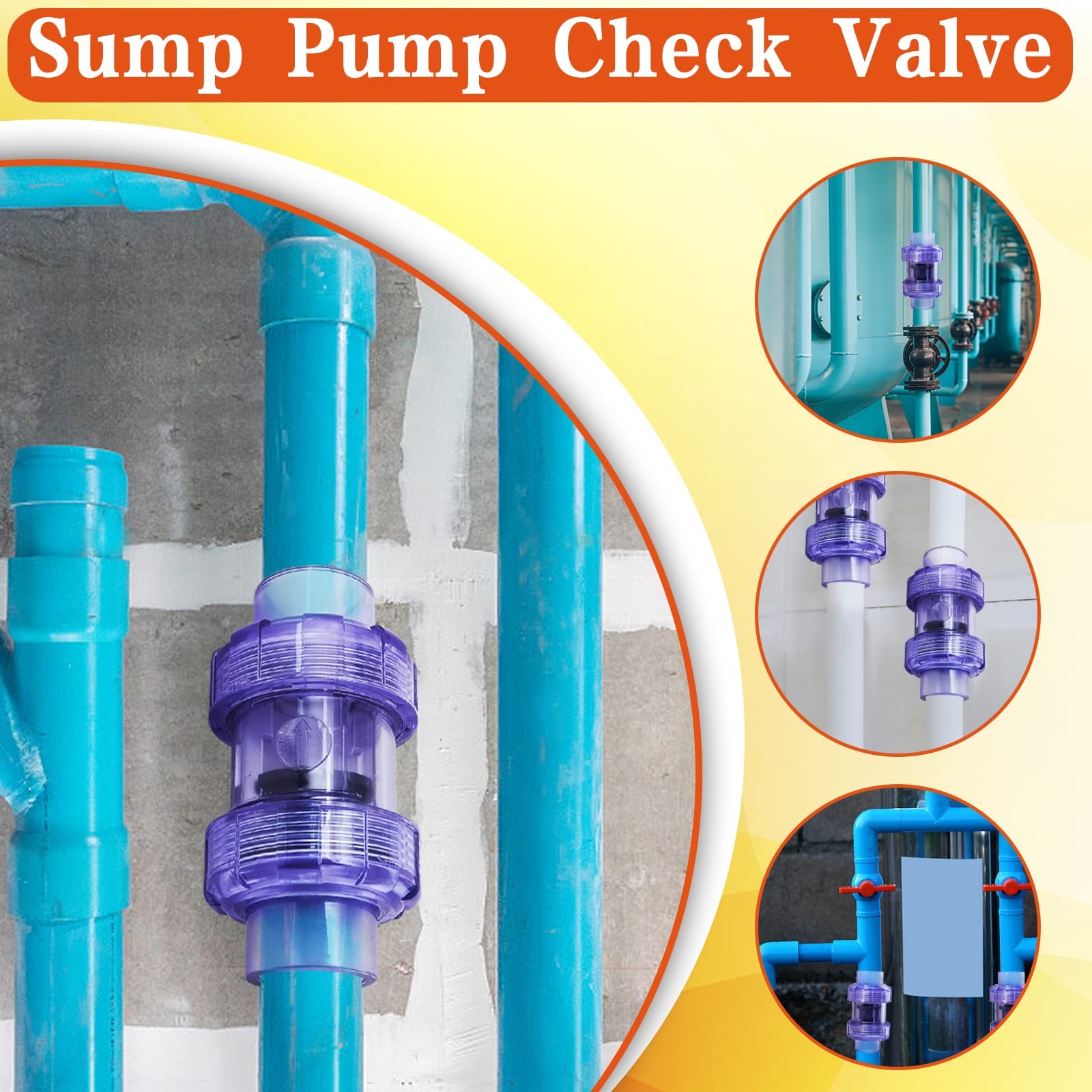 FANOVO 3/4 inch Clear Spring PVC Check Valve, Double Union Slip Inch