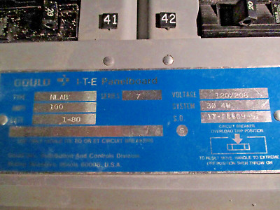 ITE Main Breaker Circuit Breaker Panel NLAB 100A Main 120/208V 3Ph 4W Used