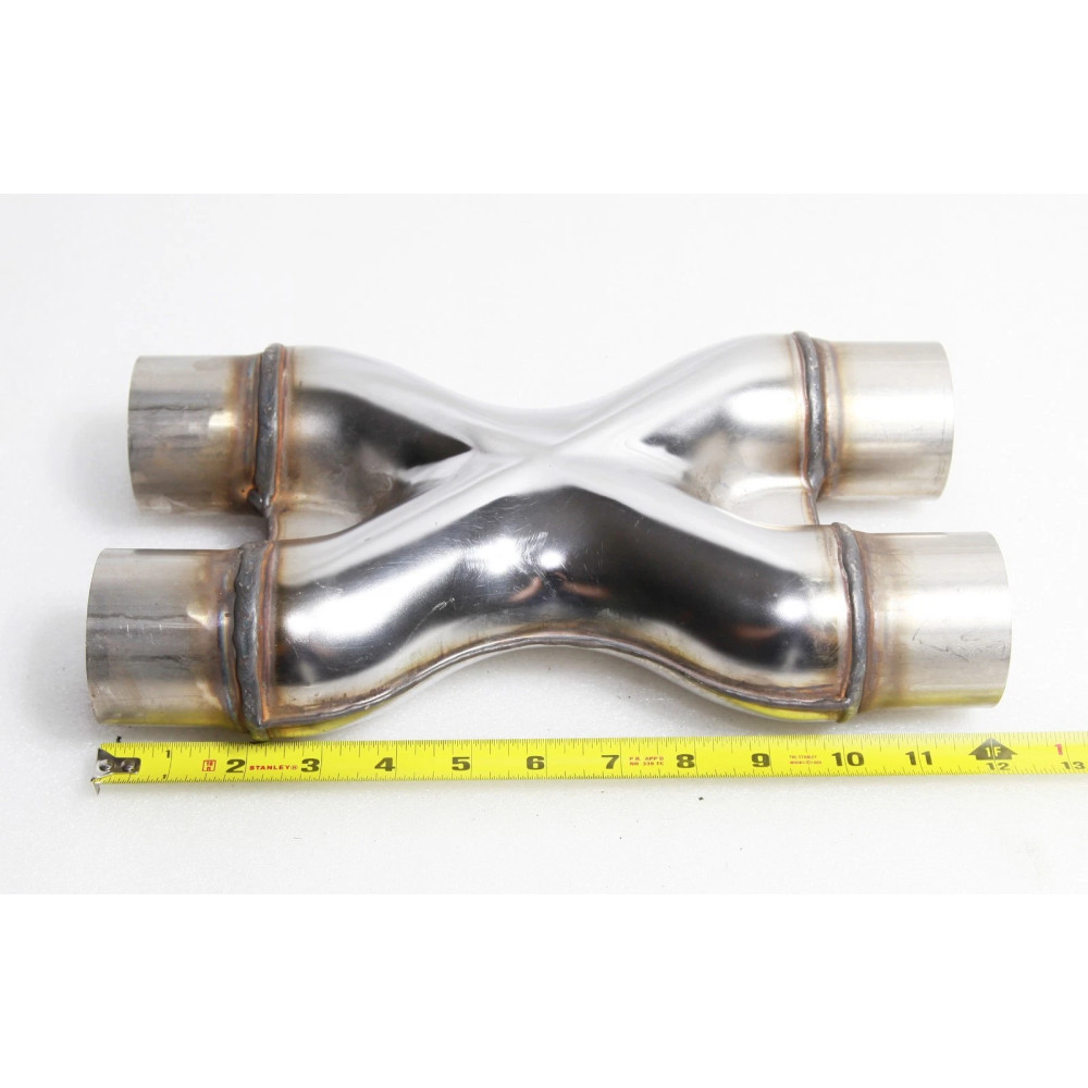 SS X-Pipe,Universal X-Pipe for 2.25″ OD Pipe Projects,Dual Inlet/Outlet 2.25″ ID