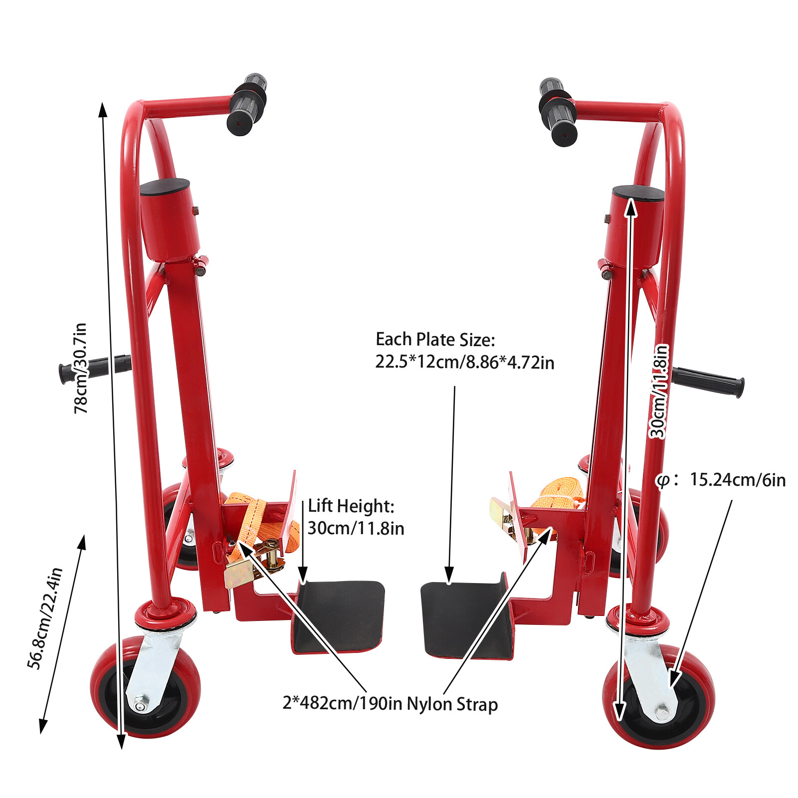 1300lbs Funiture Handling Tool Dolly Heavy Duty Manual Furniture Mover 12″ Lift