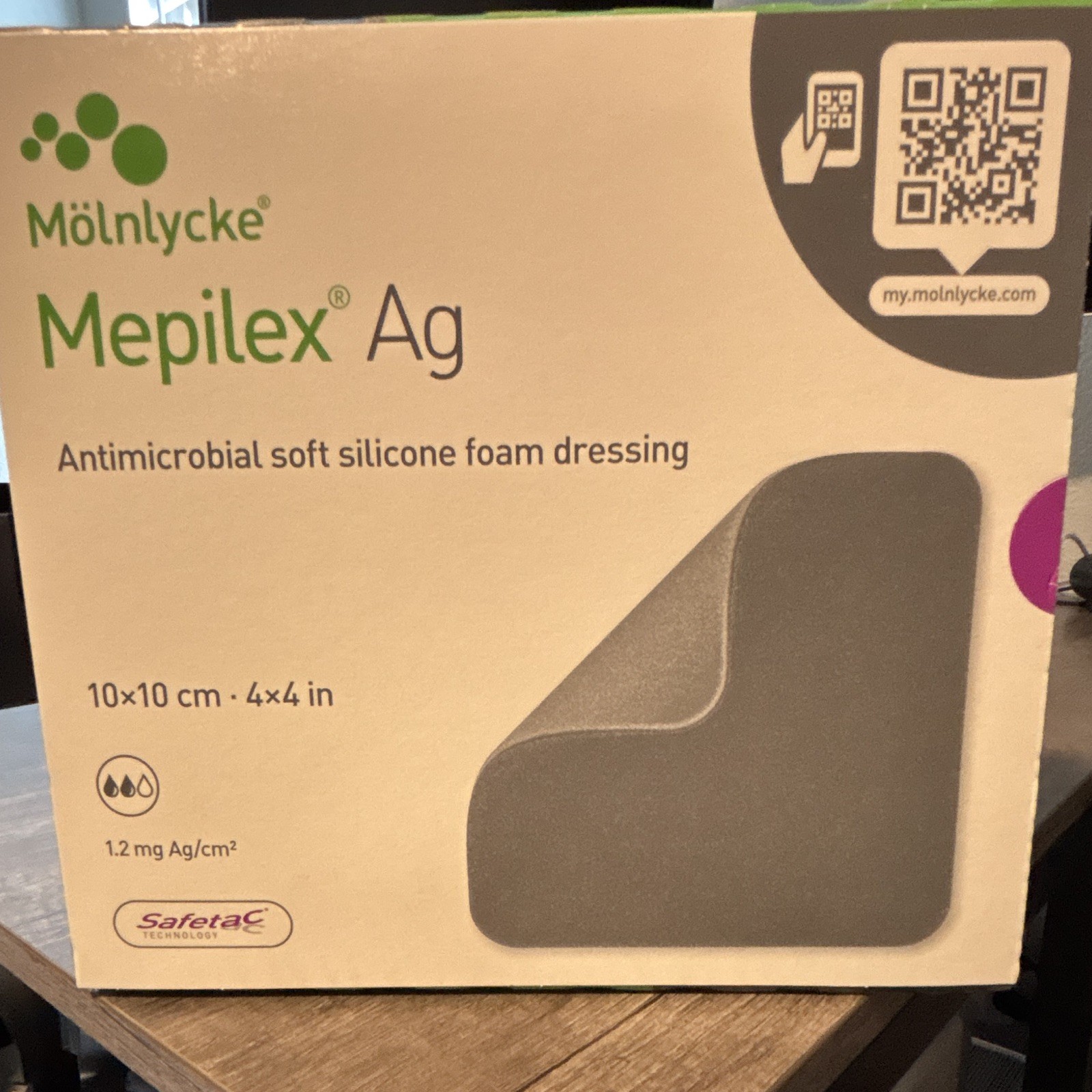 Mölnlycke Mepilex Ag Antimicrobial Soft Silicone Foam Dressing 4×4 MPN 287400