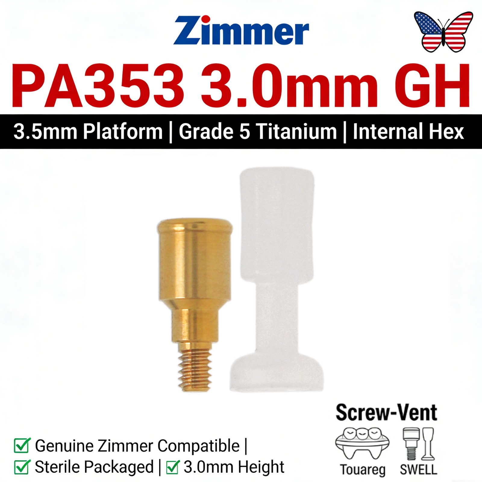 Locator Abutment 1–5mm for Zimmer TSV 3.5/4.5 Compatible MIS Adin Male Caps Tool