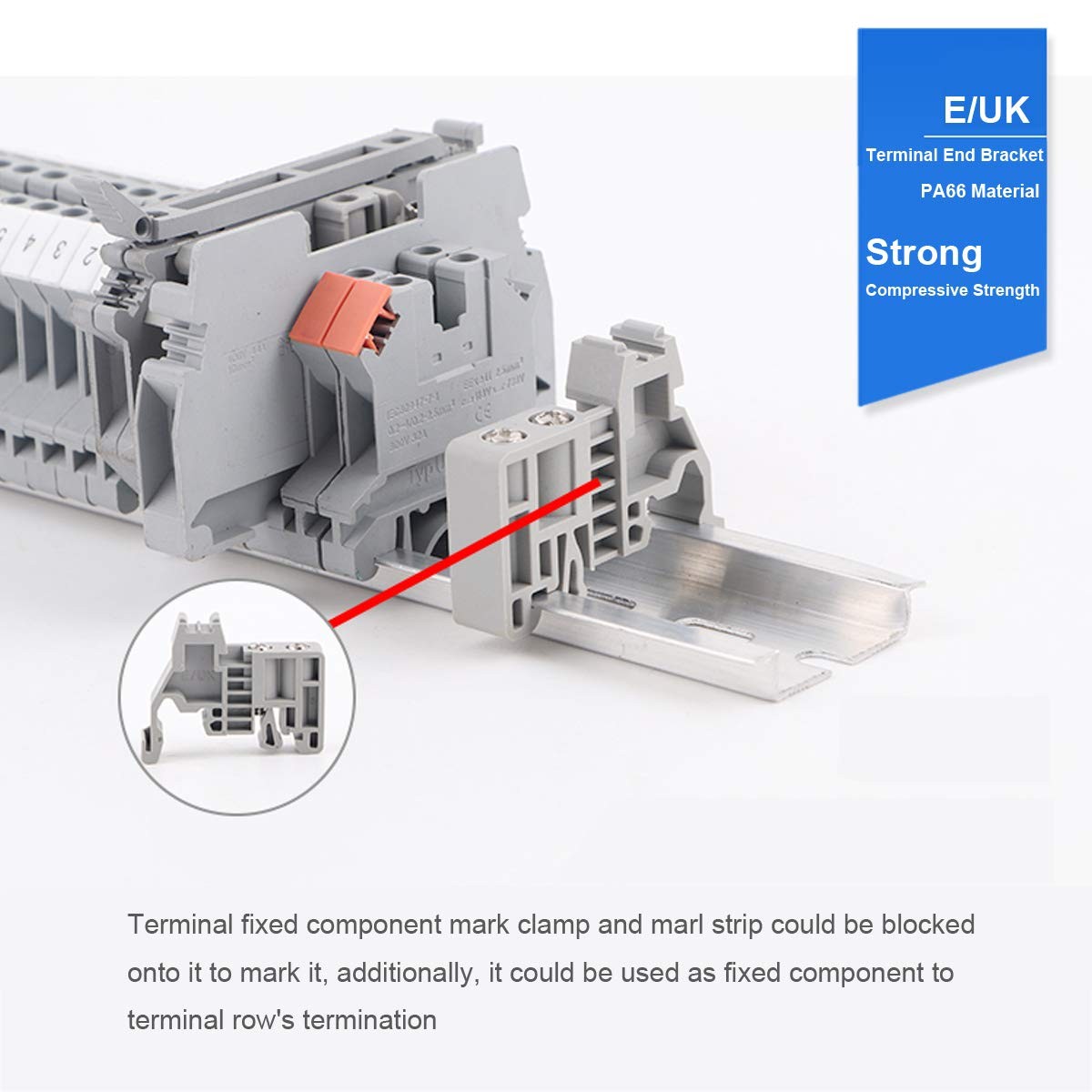 DIN Rail Terminal Block Kit with Rail and Accessories
