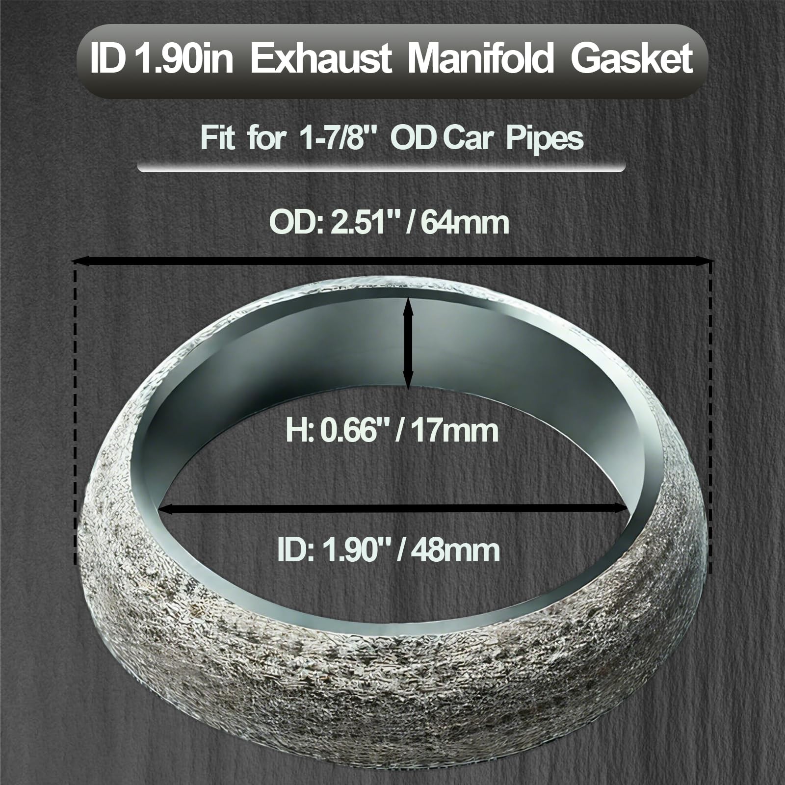 3DSKY exhaust gasket ID 1.9in/48mm 2Pcs