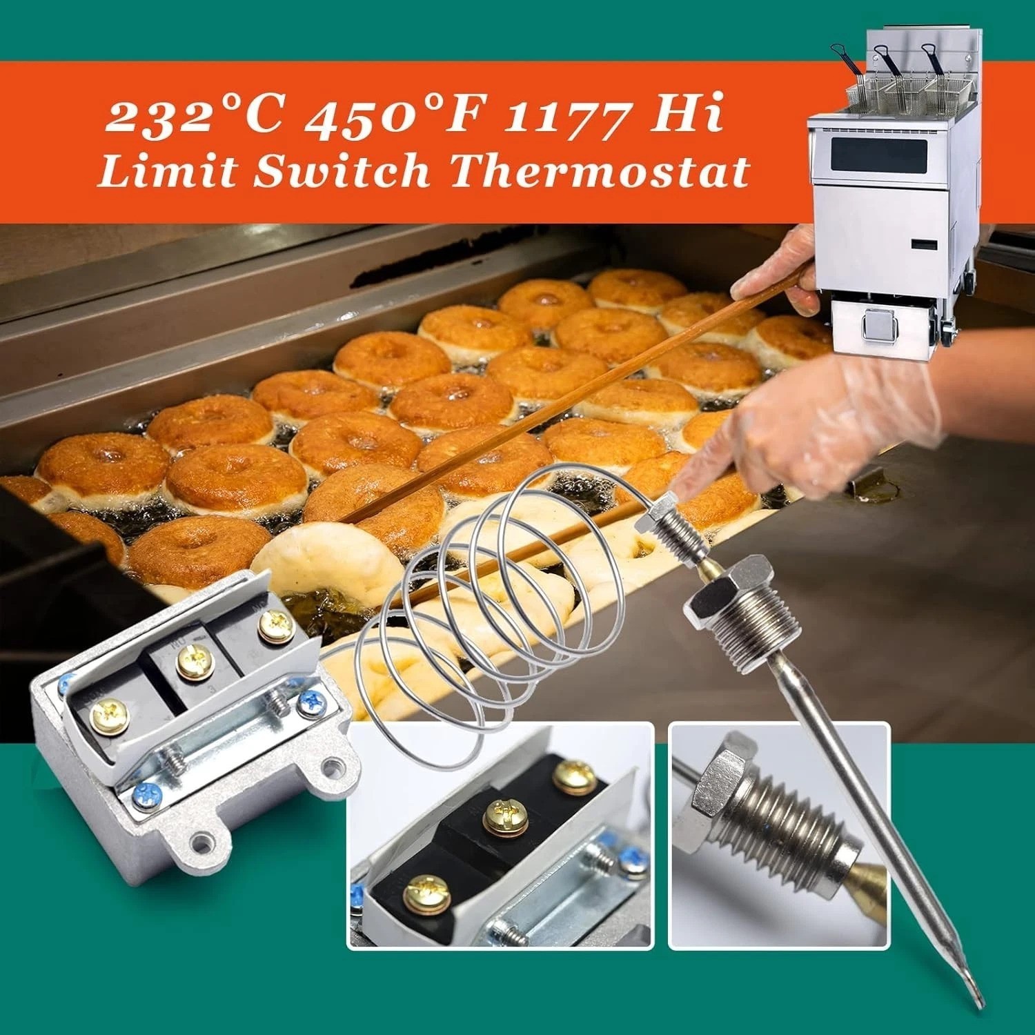 Durable 1177 High Limit Thermostat Switch – Prevents Oil Overheating for Fryers