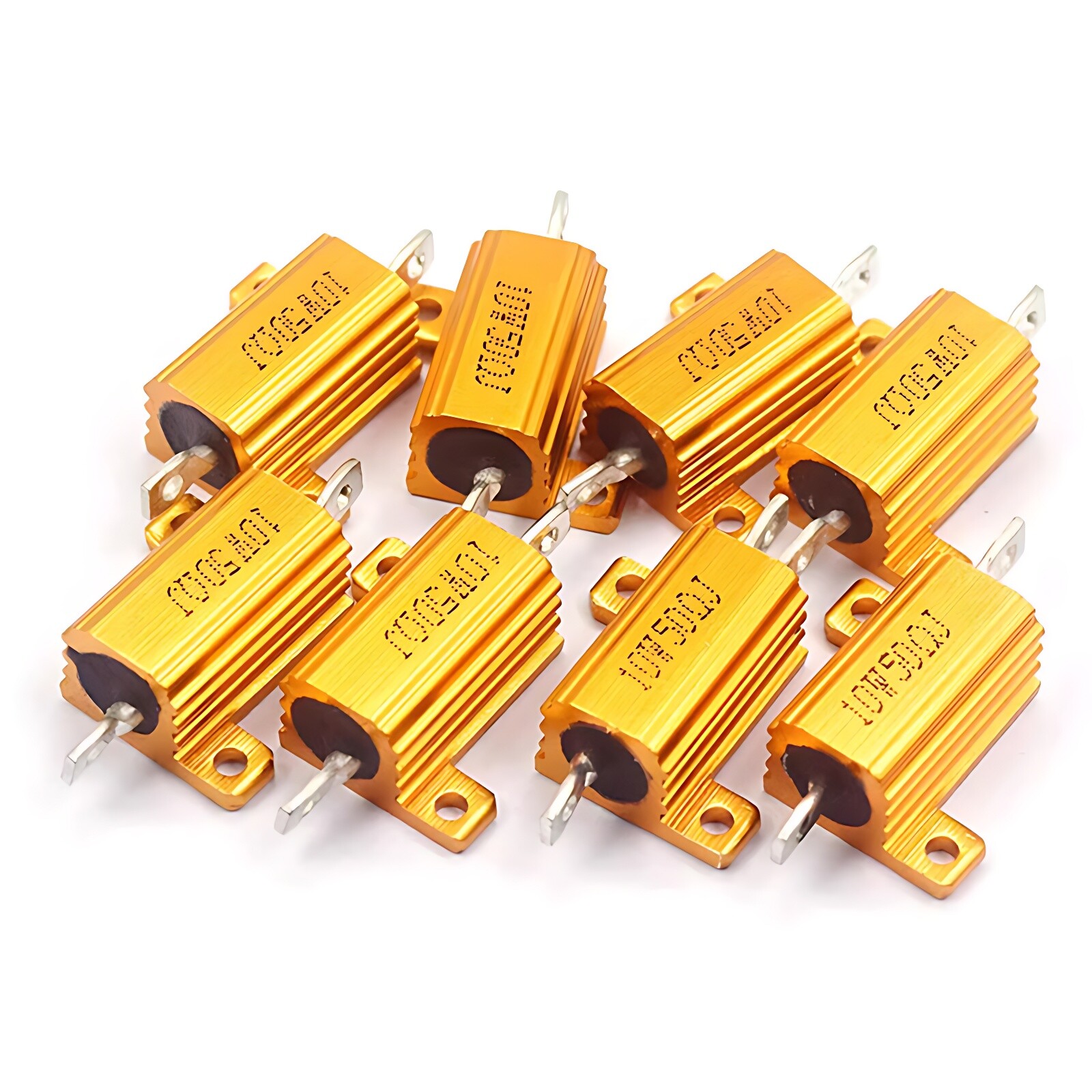 5W/10W/25W/50W/100W/200W-500W Golden Aluminium Metal Resistor Wirewound 0.1-10KΩ