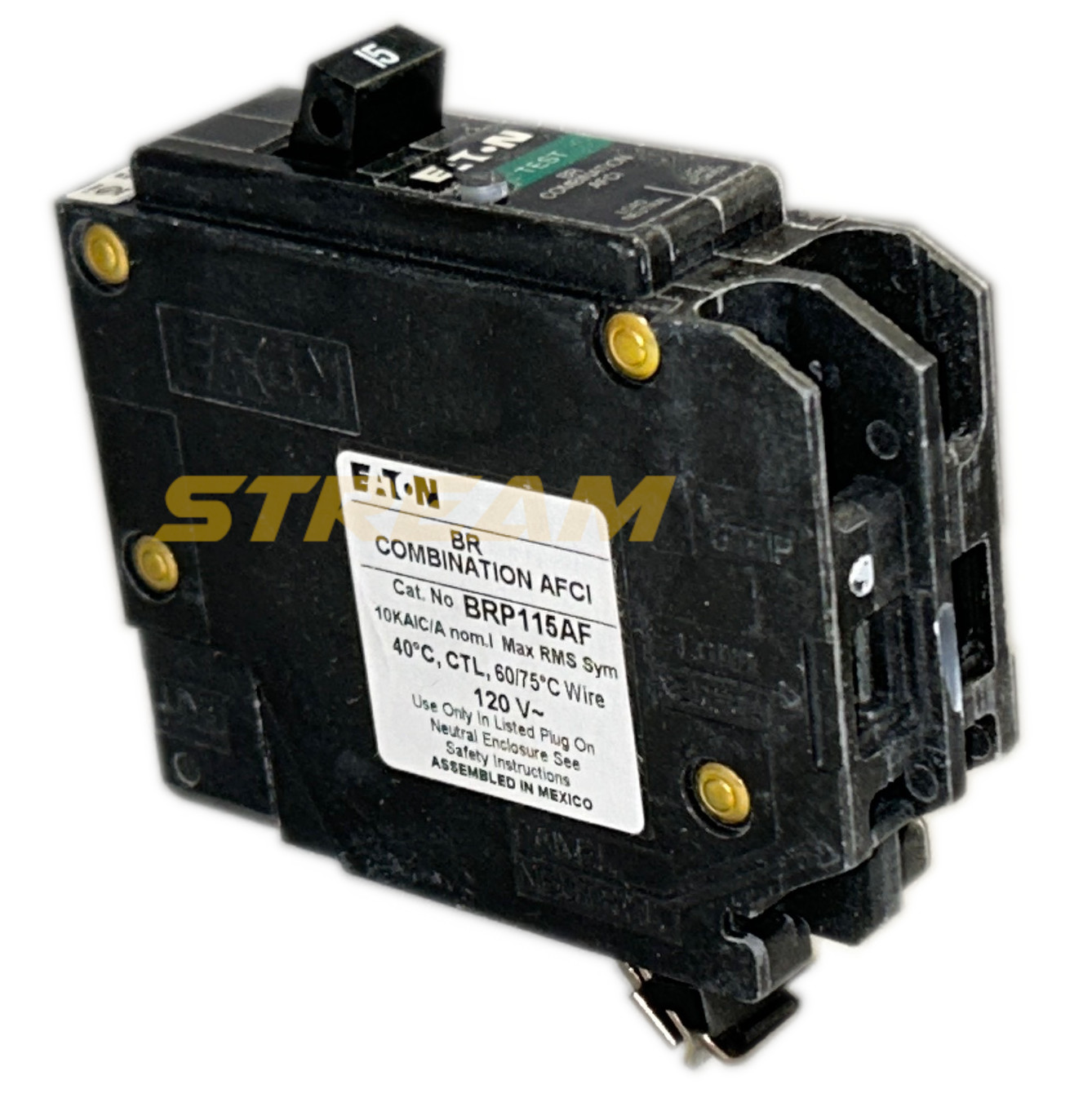 Eaton BRP115AF Circuit Breaker, Arc Fault, 15A, 1P, 120Vac, Plug-On, Box of 20