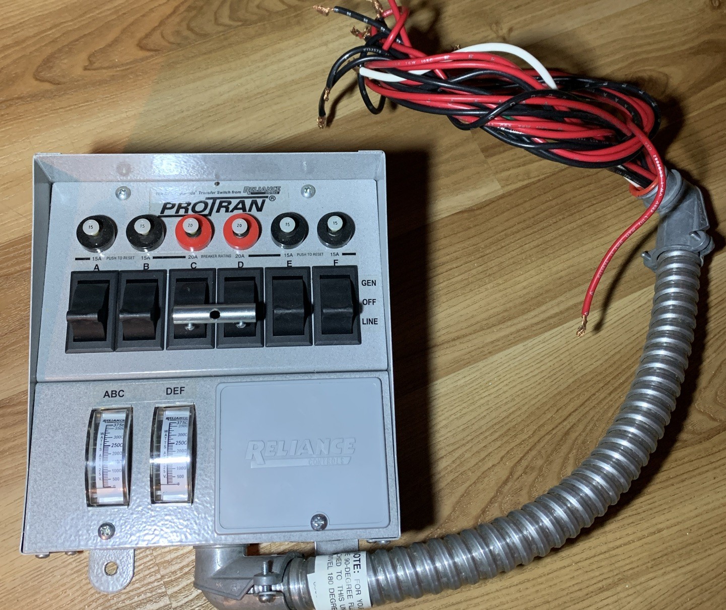 Reliance Controls PROTRAN 30216A 30 Amps 6 Circuit Transfer Switch