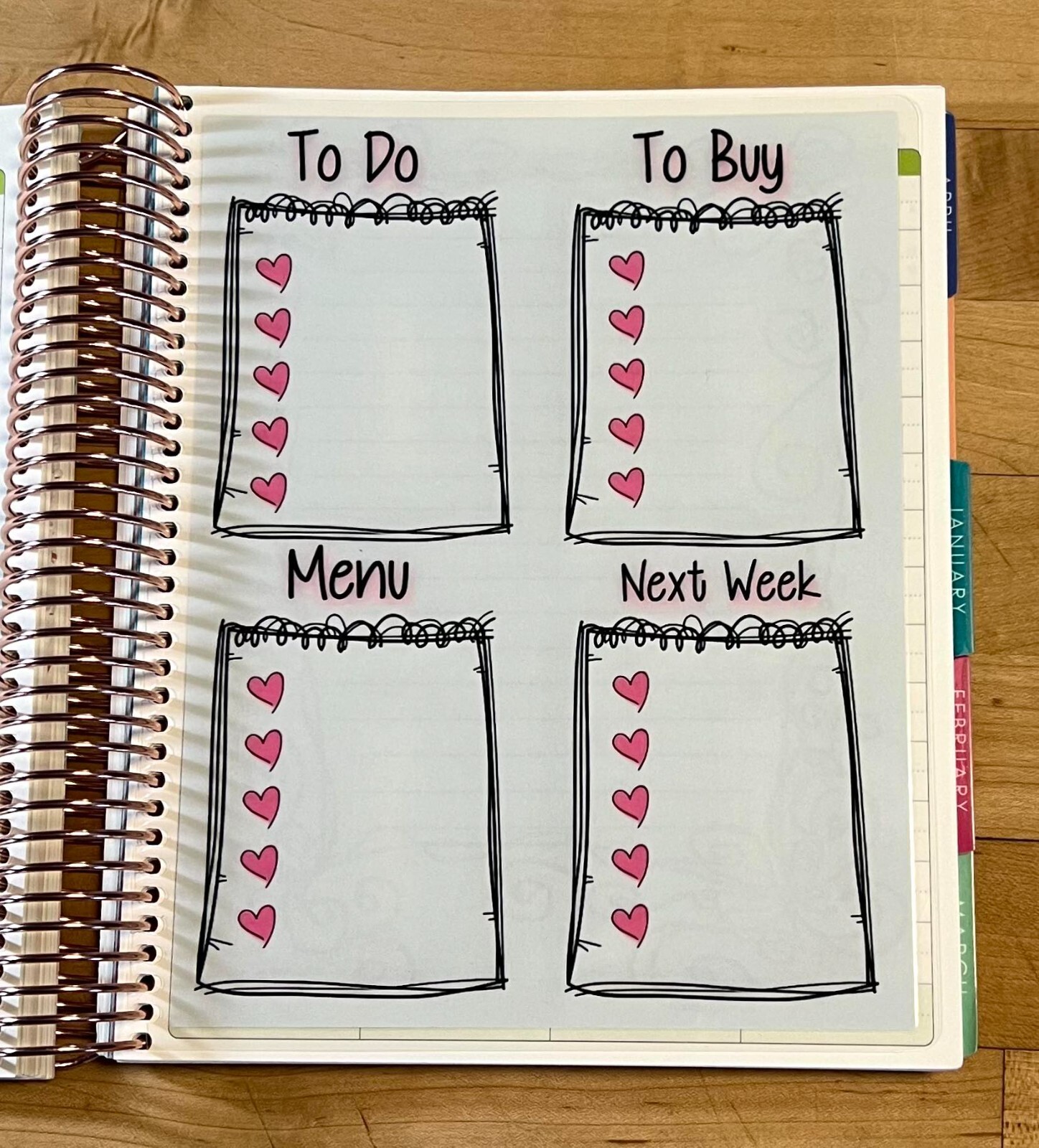 Daily Lists Dashboard Insert for use with Erin Condren Life Planner-