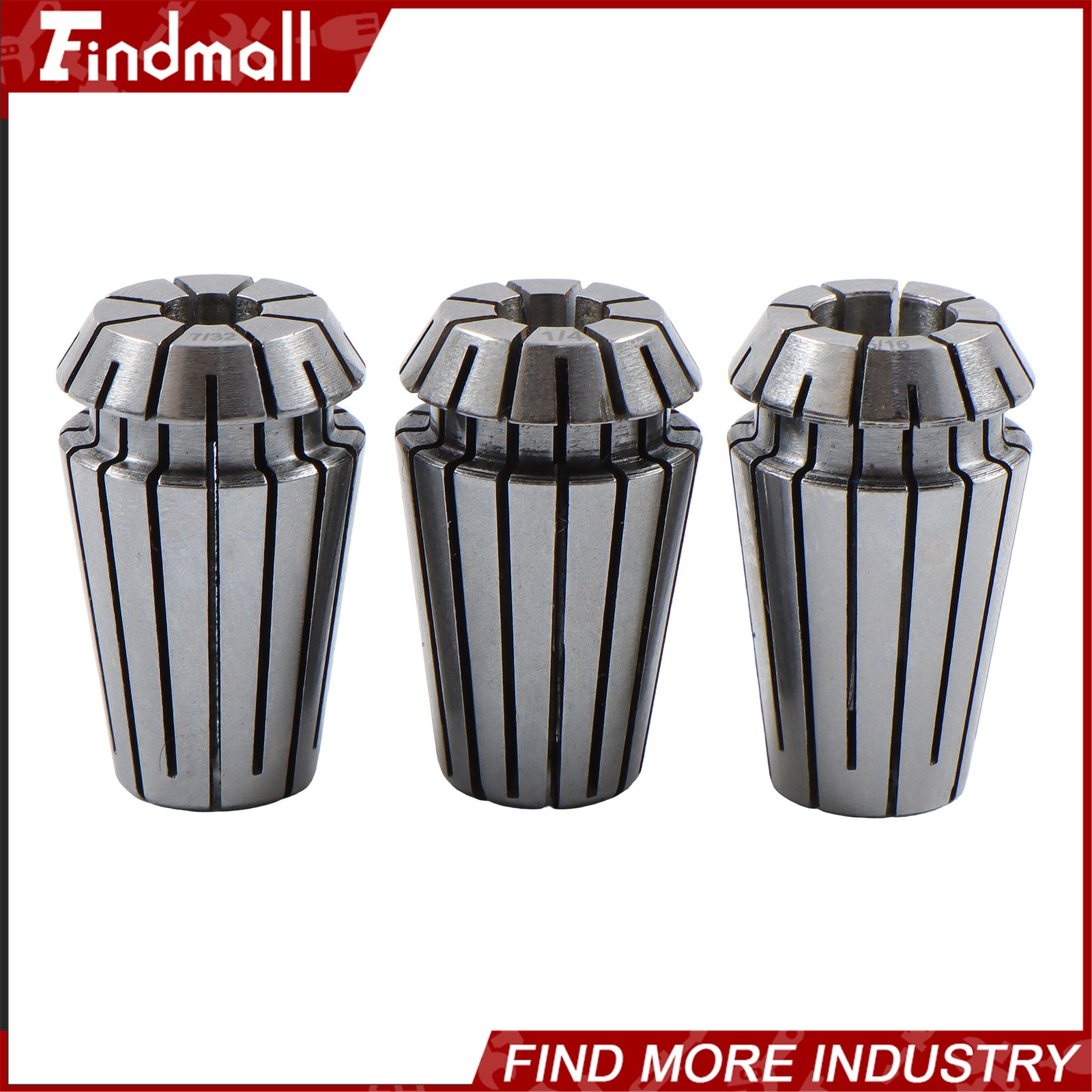Findmall ER16 Collet Set 10 Pack Precision 3/32 to 3/8 Inch by 32nds 0.0002 TIR