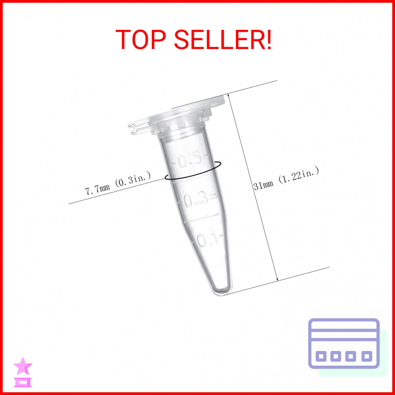 BKMAMLAB 0.5ml Microcentrifuge Tubes 1000pcs, EO Sterilized Plastic Small Vials
