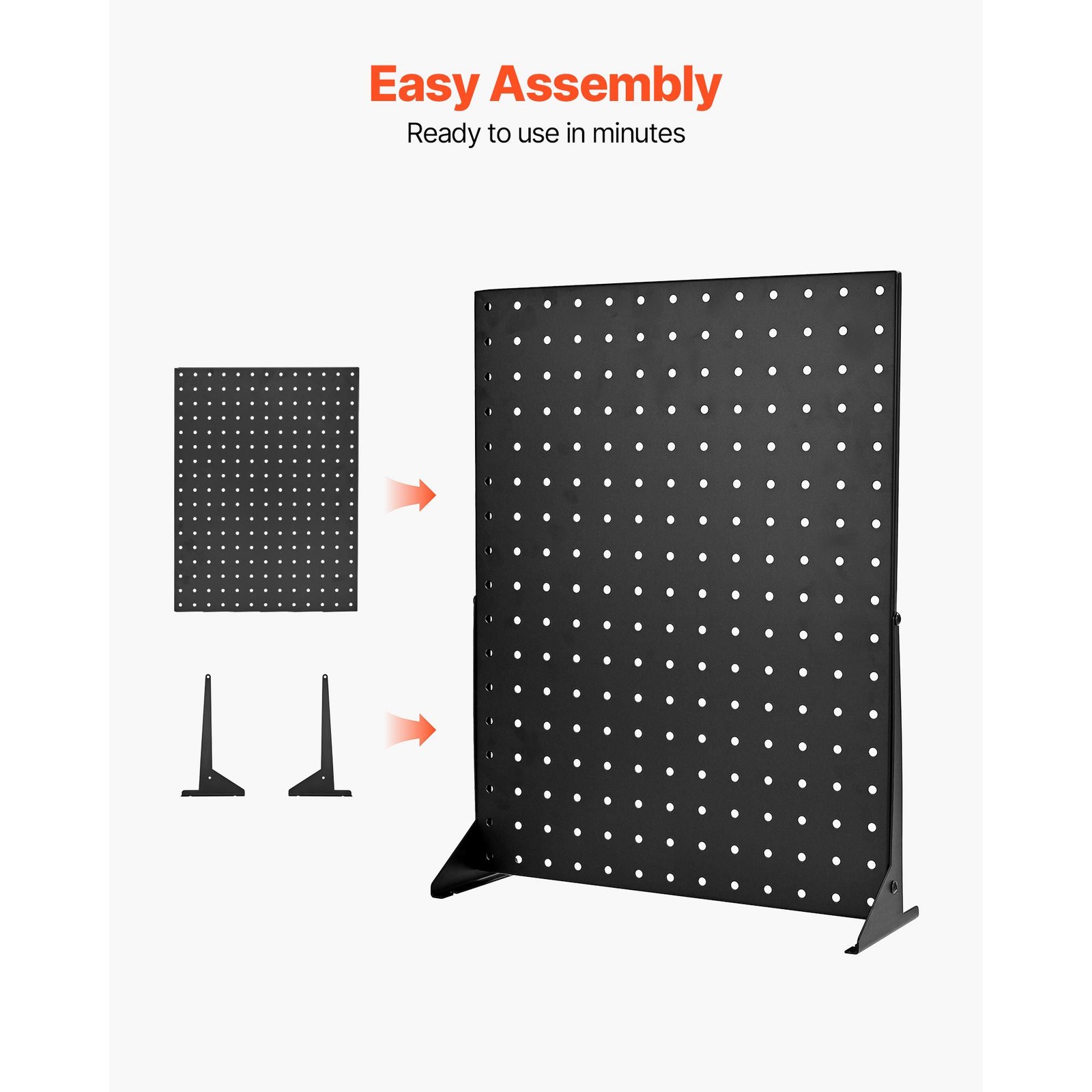 4-Piece Steel Tabletop Pegboard Stand, 17x13in, 11lb Capacity, Black