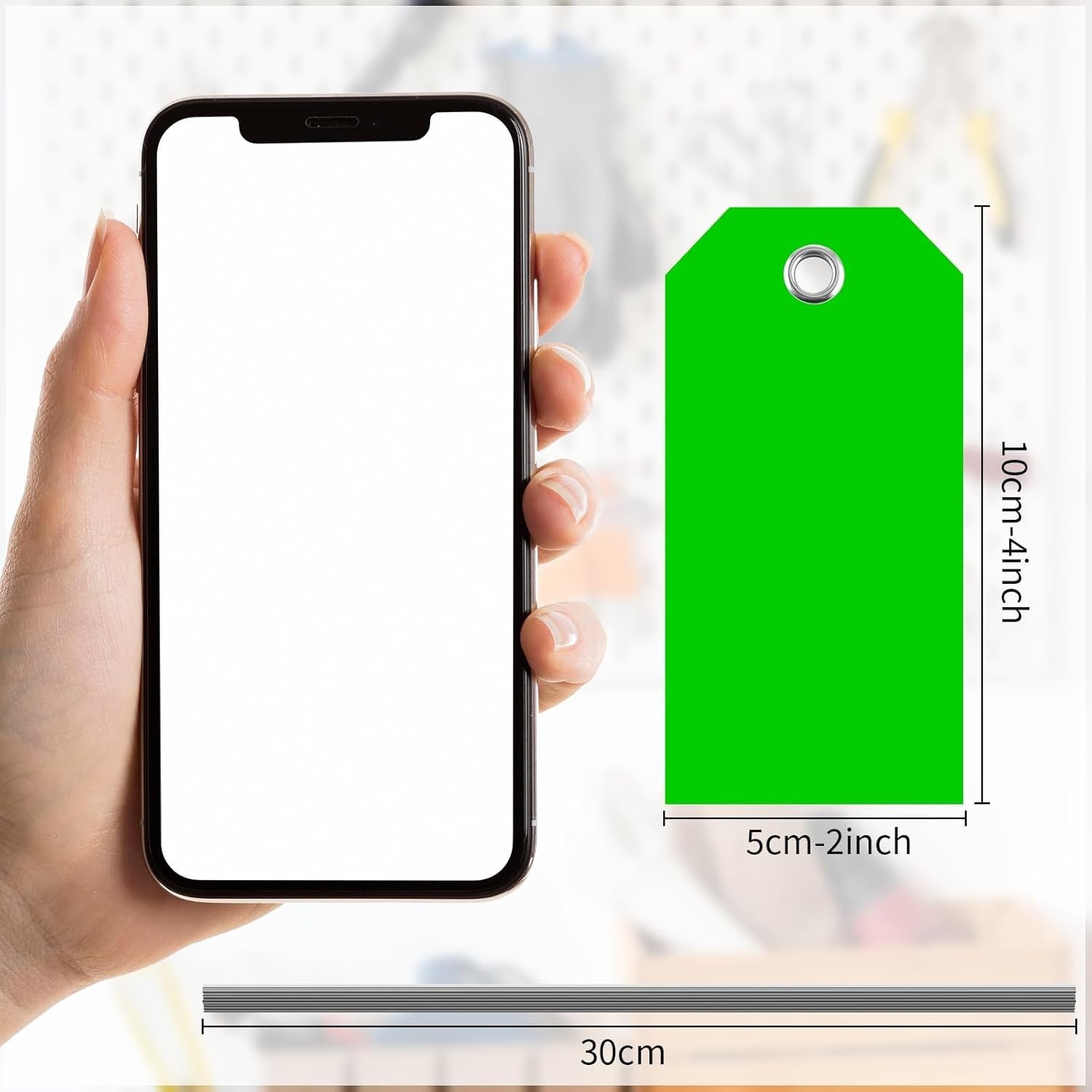 100 Pieces 2X4 Inch Green Plastic Shipping Tags with Wires Heavy Duty Hang Tags
