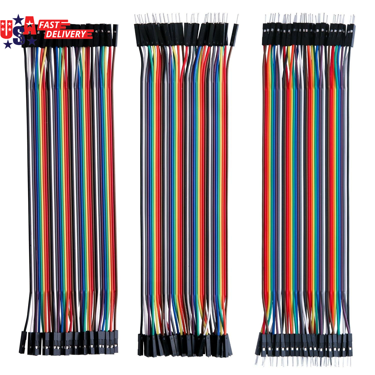 120pcs Multicolored Breadboard Jumper Wires Kit 40Pin Male to Female Male to Mal