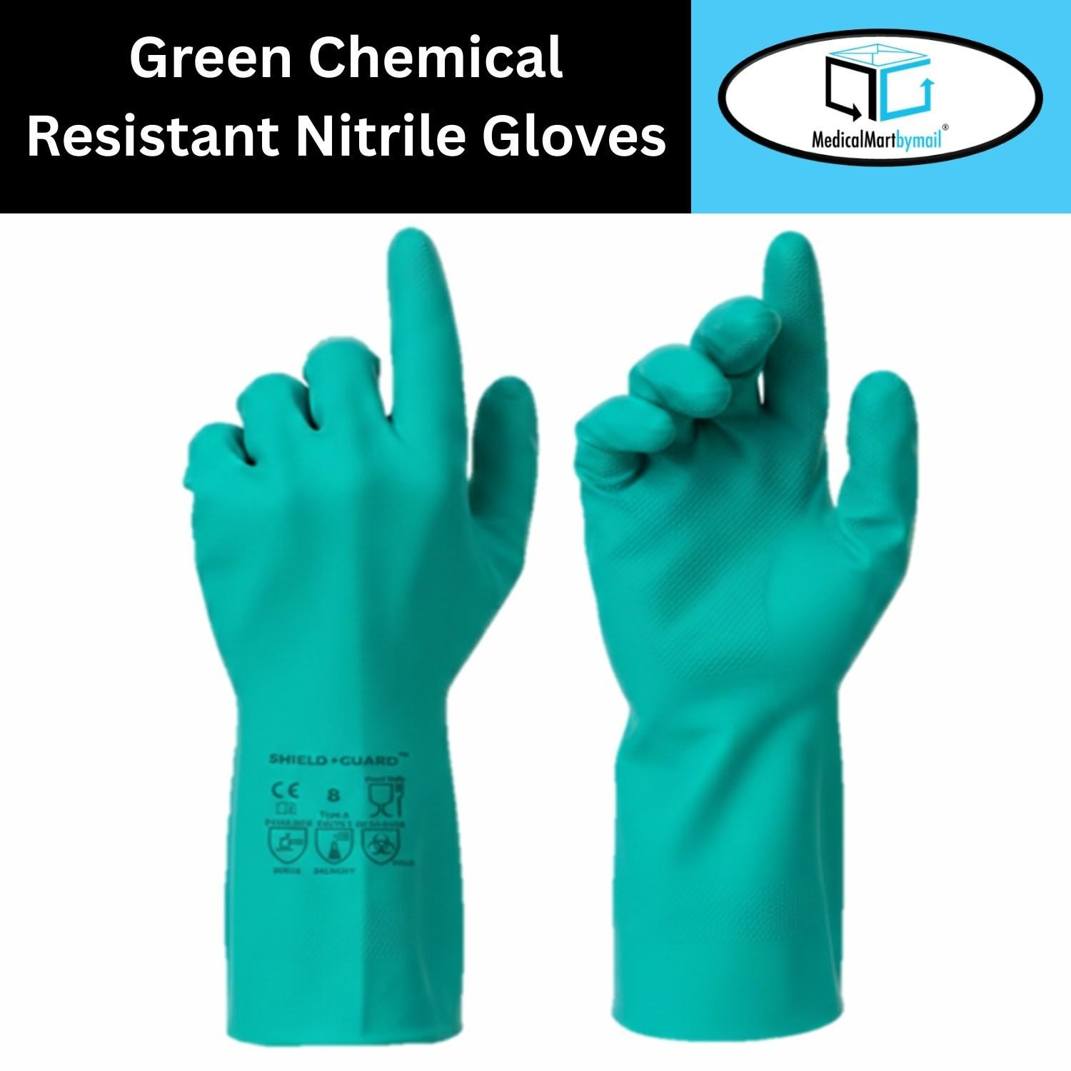 2 DZ HD Chemical Resistant Diamond Textured Green Nitrile Gloves Medium 11 Mil