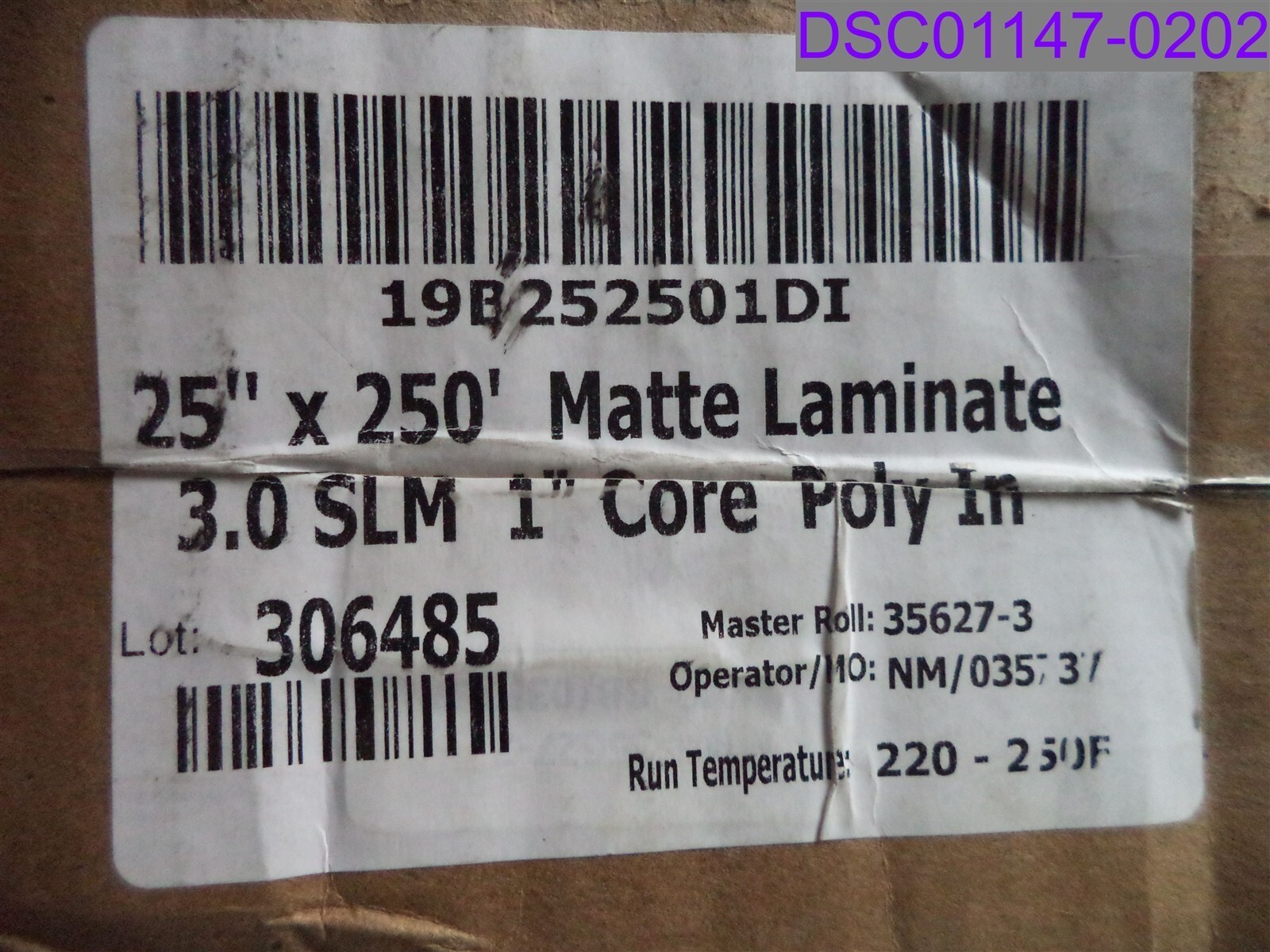Qty = 2 Rolls: 3 Mil Standard Thermal Laminating Film 25″ x 250′ P/N 19B252501DI