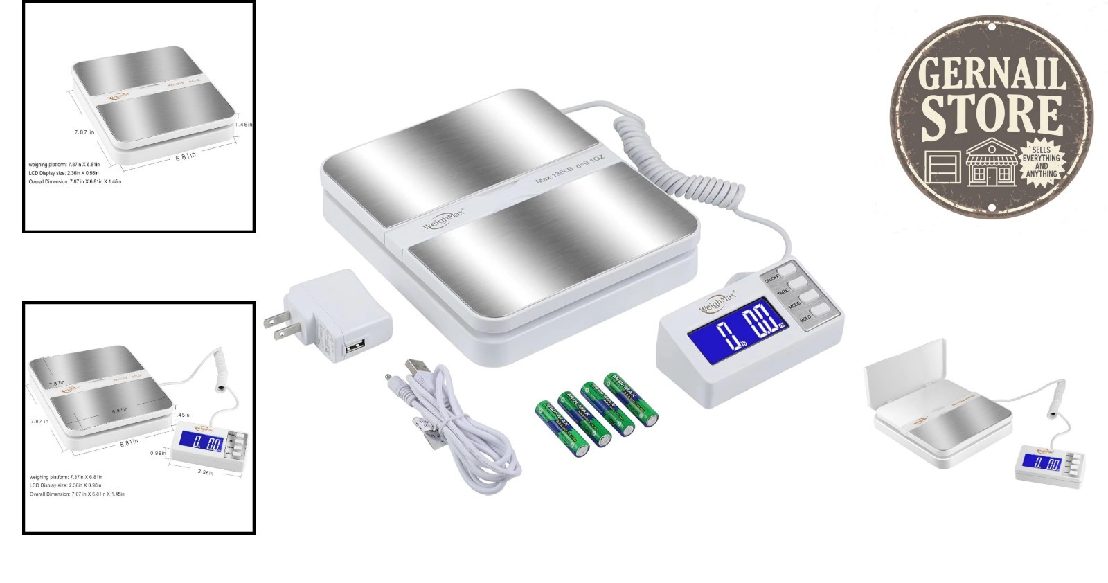 130LB Heavy-Duty Digital Weight Scale with Large Backlit LCD for Easy Reading