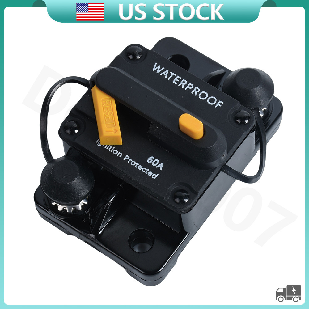 Waterproof Circuit Breaker Auto/Marine/Solar 12-48V DC Manual Reset 30A-300A Amp