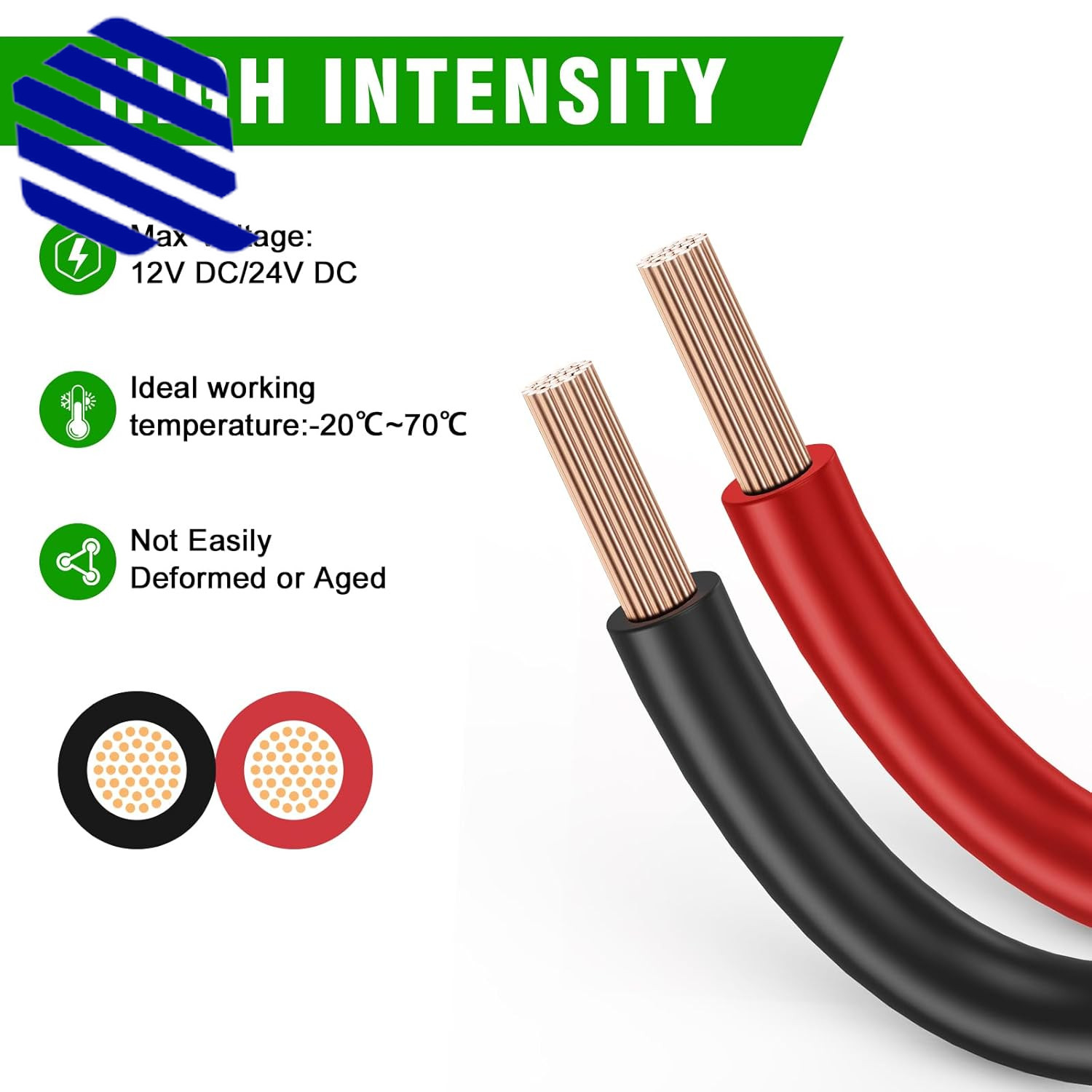 12 Gauge Wire 100FT 2 Conductors Electrical Wire Red and Black Cable Low Voltage