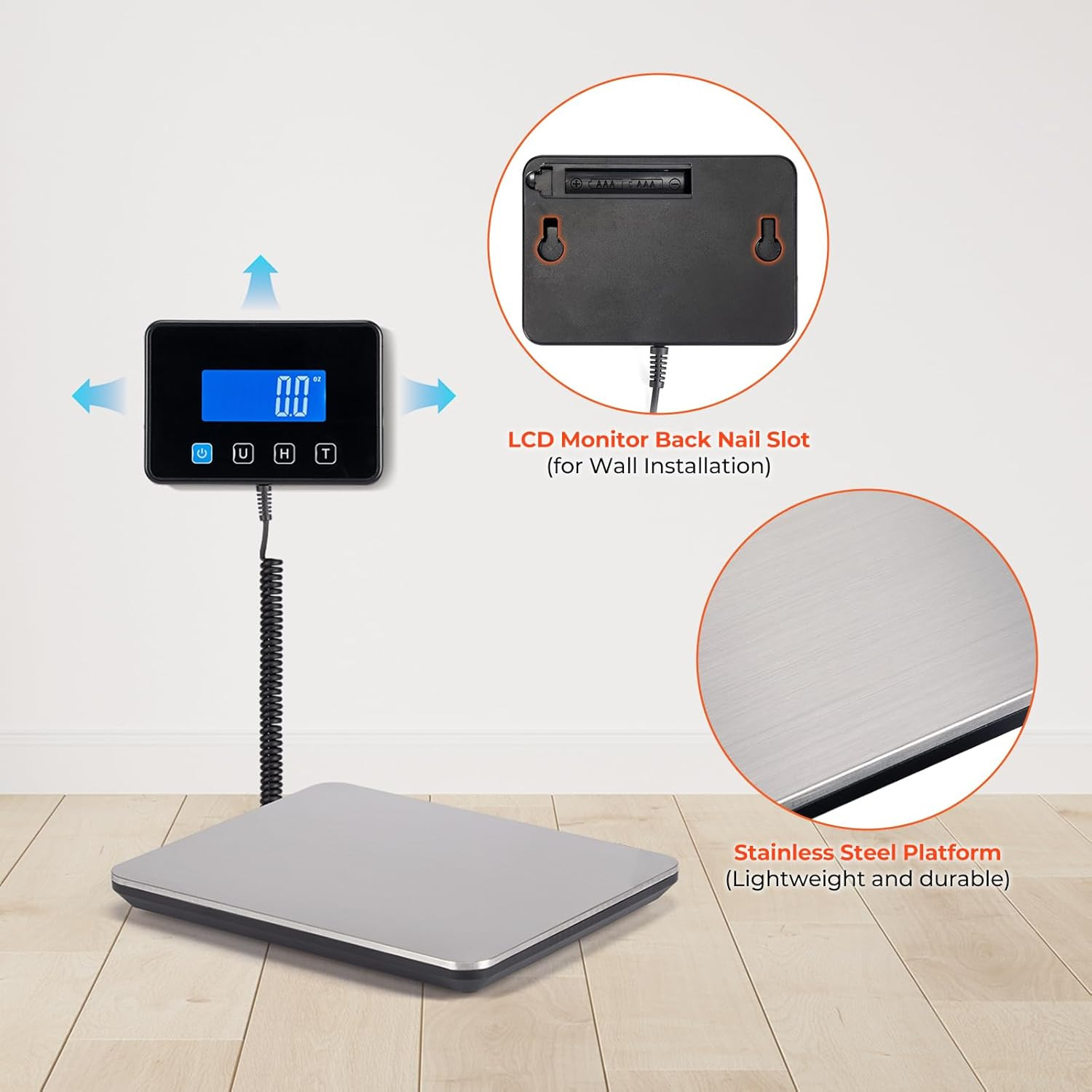 MUNBYN Shipping Scale, 440Lb/1.8Oz Digital Postal Scale for Packages with Hold/T