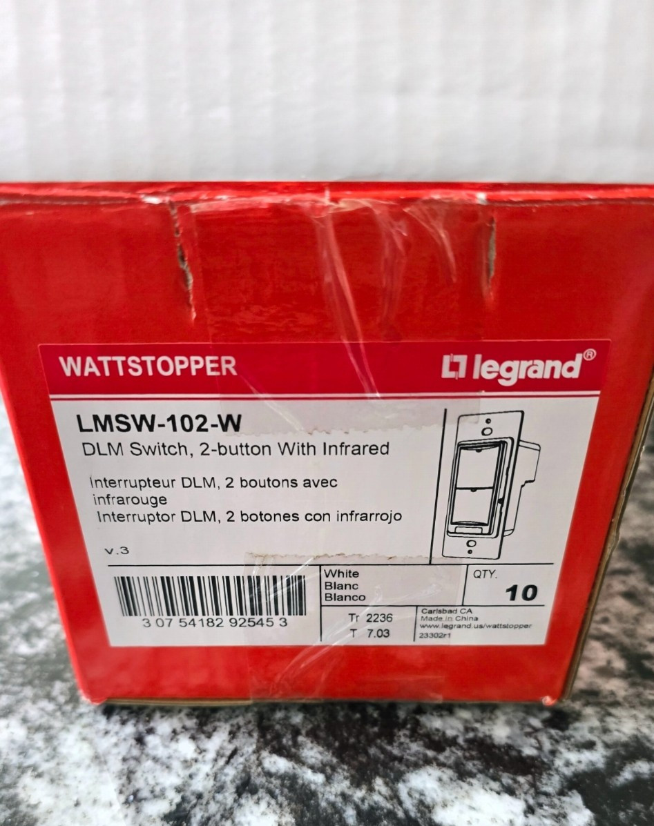 10 BRAND NEW Legrand WattStopper LMSW-102-W 2 Button Digital Wall Switch White