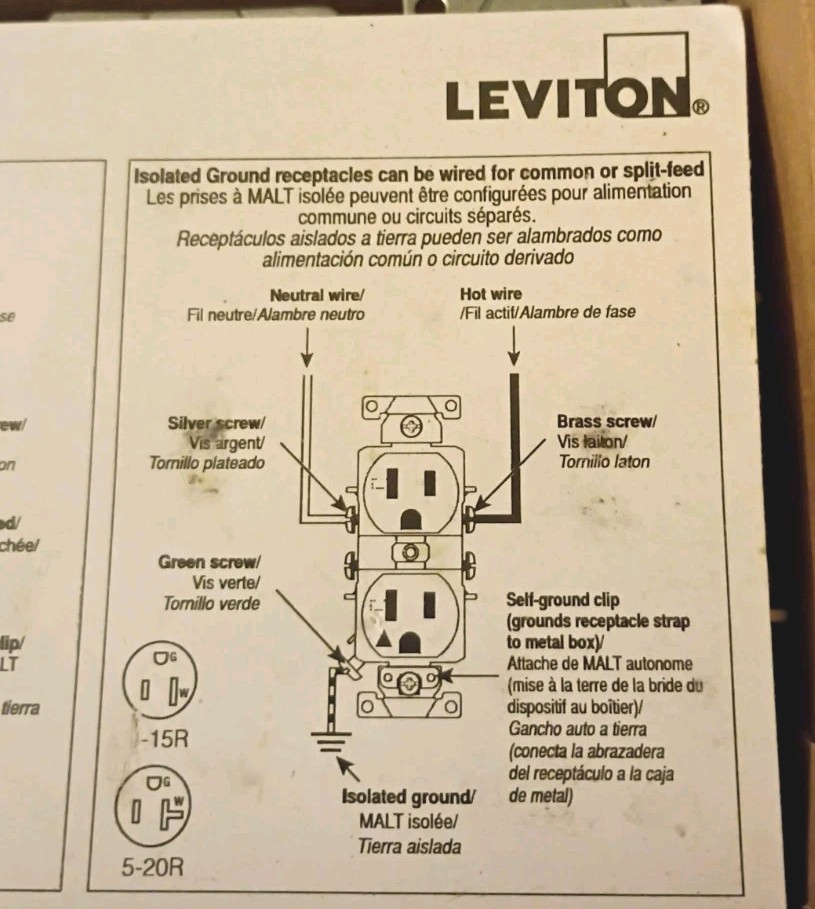 Box of 10 Leviton 5362-S1W 20A-125V Half Controlled Receptacle Industrial Grade