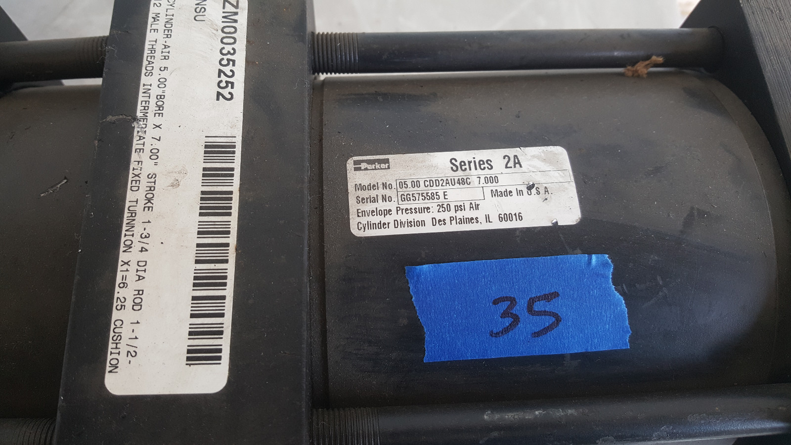 Parker Series 2A 05.00 CDD2AU48C 7.000 250 Psi Air Pneumatic Cylinder New