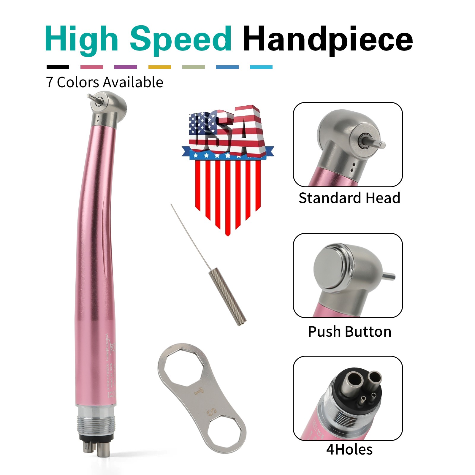Dental Fast High Speed Handpiece Air Turbine Push Button 4Hole NSK Style Color