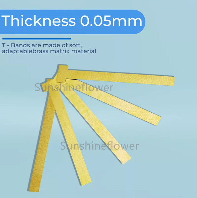 20Pcs/Bag Dental Matrix T-Bands Curved/Straight Brass Tooth Restoration 0.05mm
