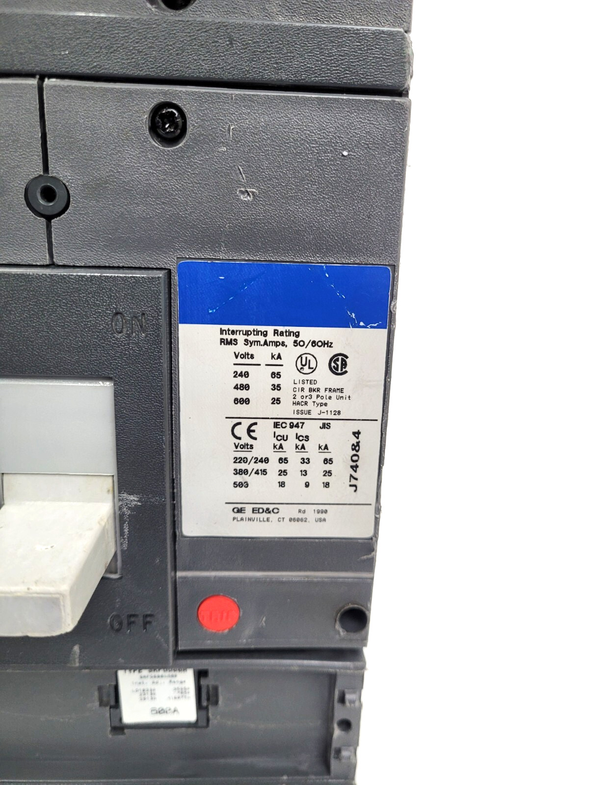 SGHA36AT0600 GE 600 Amp 600 Volt Circuit Breaker w/ SPRG600A600 Rating Plug