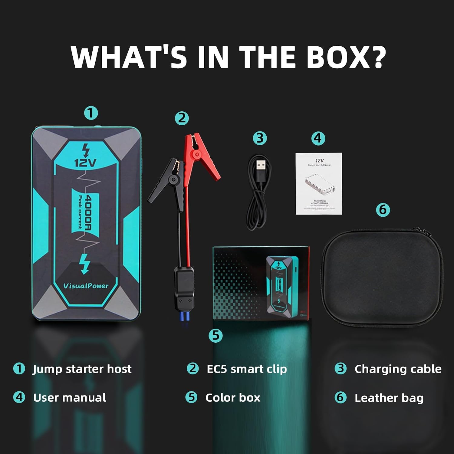4000A Peak Jump Starter Handy pocketable 12V car Jumper Box and Motorcycle Boost