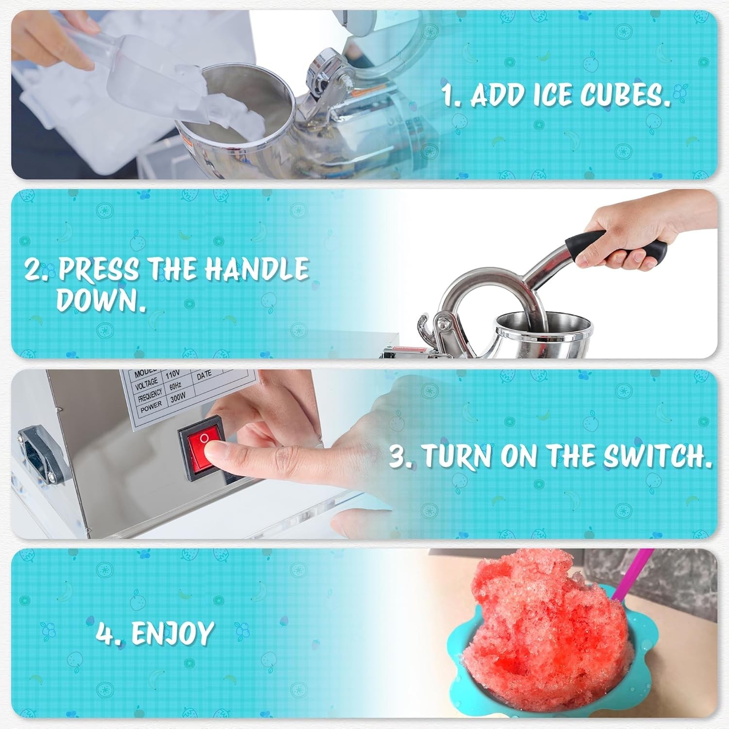 48L Snow Cone Machine, 500LB/H Commercial Shaved Ice Machine for Snow Cones, 30