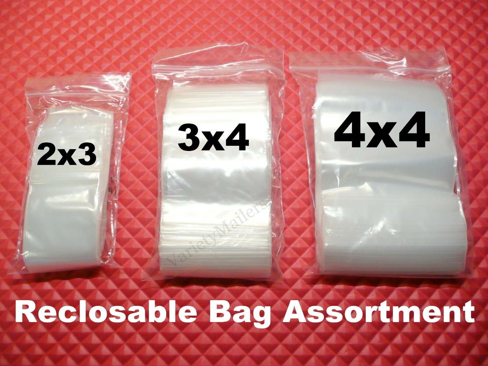 300 Reclosable Plastic Zip-Top Bag Assortment ~ 2×3 3×4 4×4 Resealable Baggies