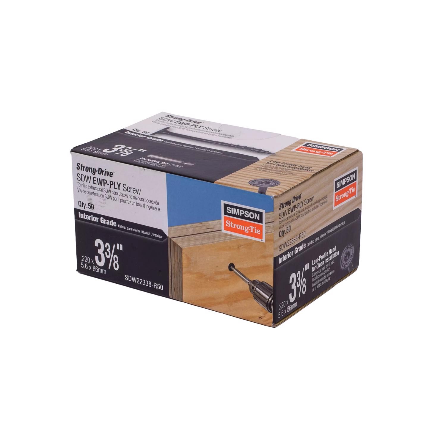 Simpson Strong-Tie SDW22338-R50 Structural Wood Screw with Low Profile Head – Op