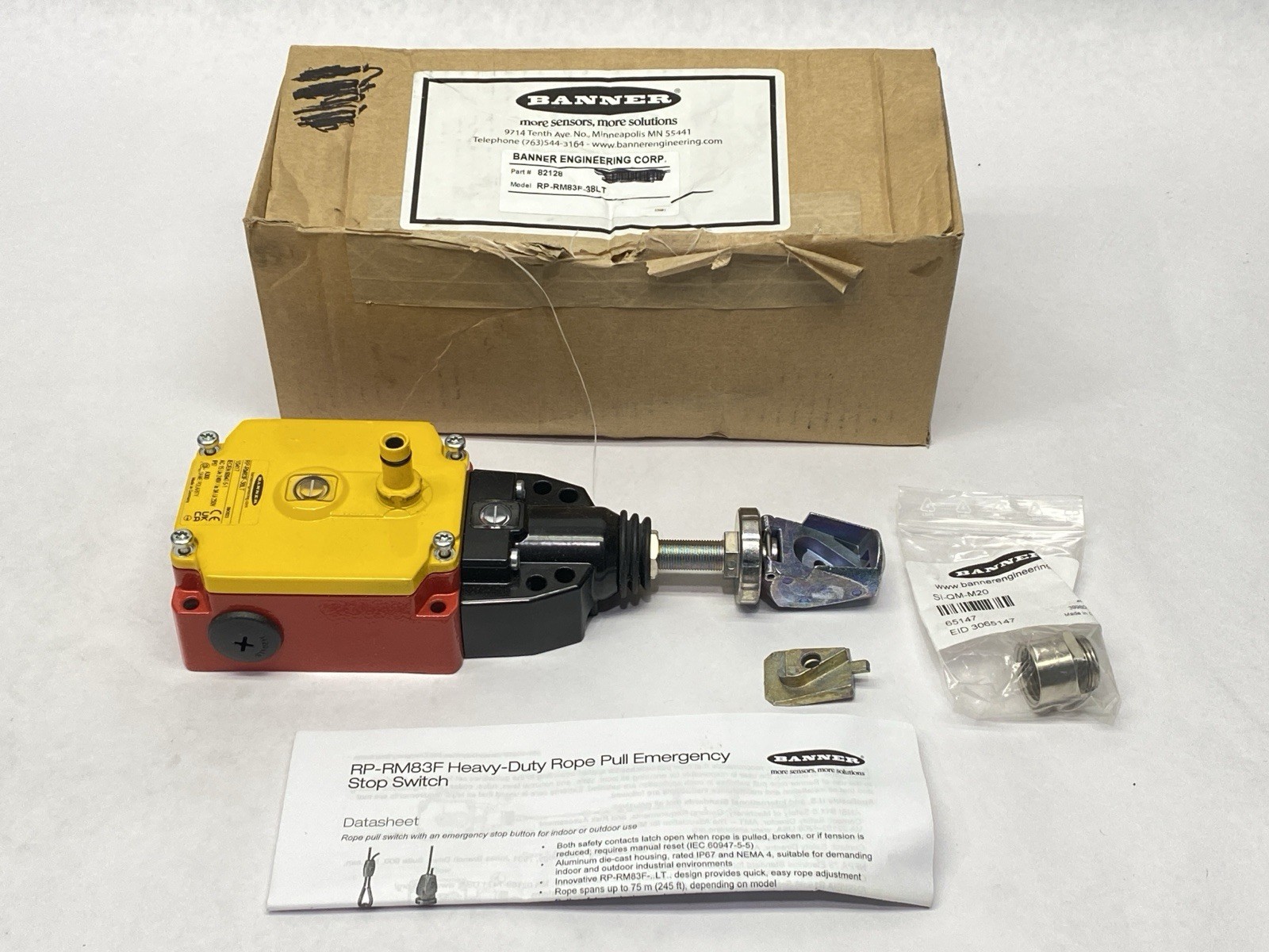 Banner RP-RM83F-38LT Heavy-Duty Metal Emergency Stop Rope Pull 82128