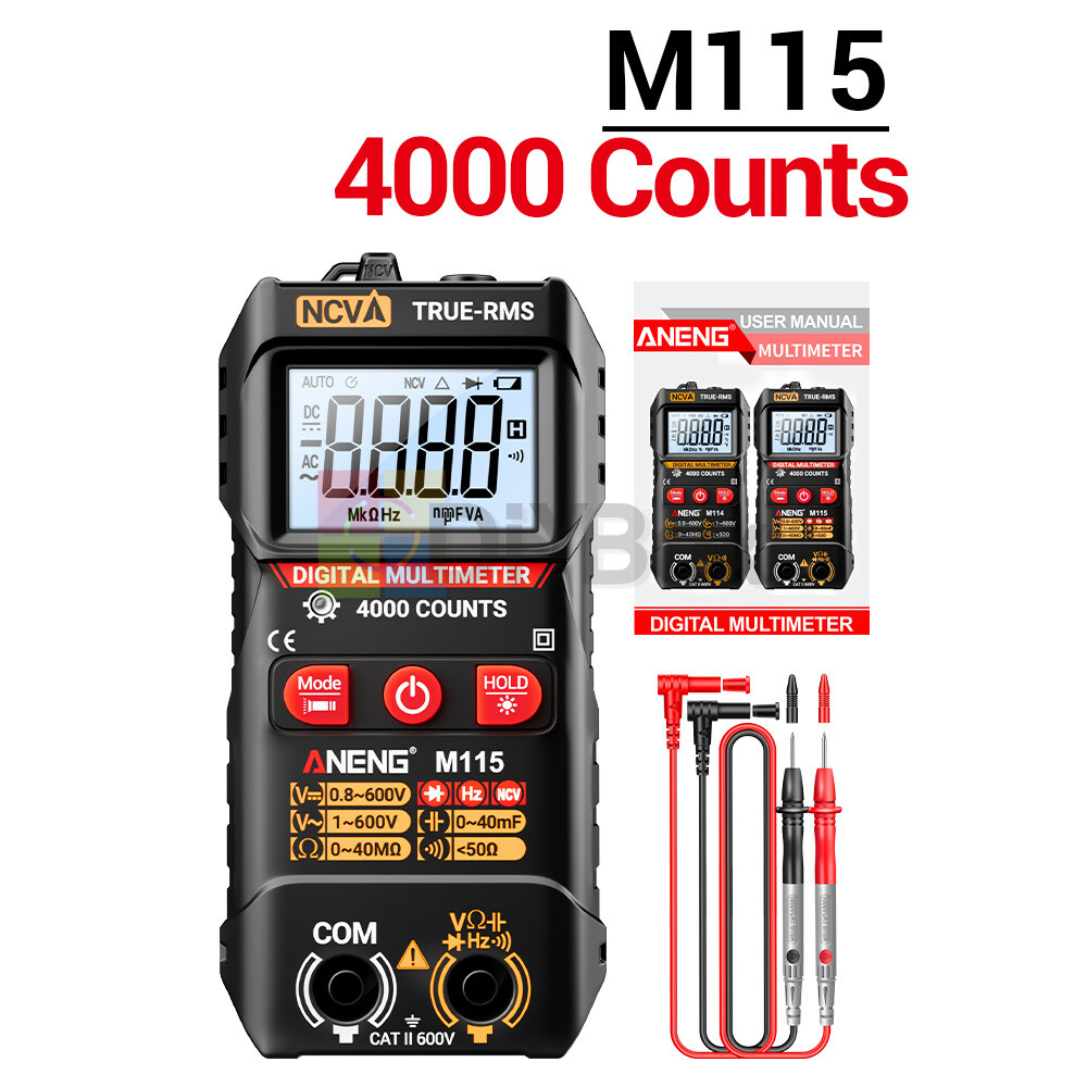 ANENG M114 M115 Automatic Voltmeter AC/DC Ohm NCV Digital Multimeter 4000 Counts