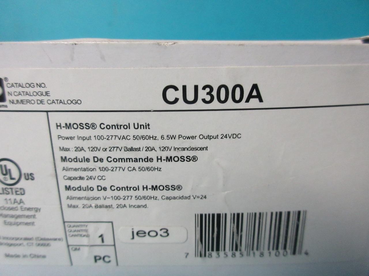 HUBBELL CU300A H-MOSS CONTROL UNIT 100-277 VAC 50/60HZ 6.5W POWER OUTPUT 24VDC