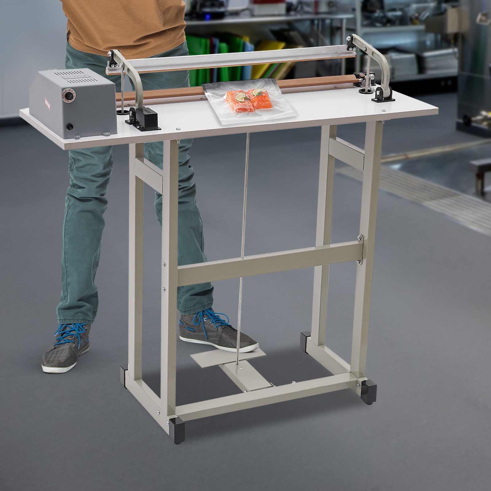 22.83″ Foot Pedal Impulse Sealer Heat Sealing Machine Plastic Bag sealer AC110V