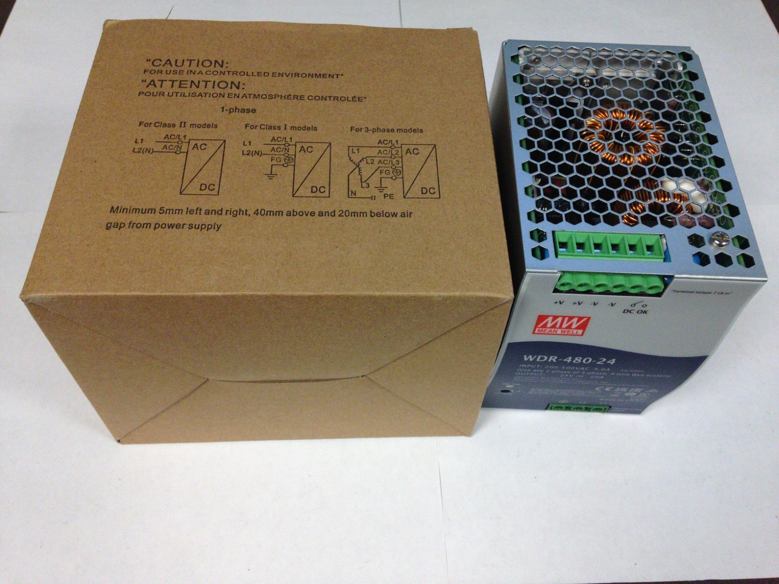 Mean Well WDR-480-24 200-500 VAC to 24 VDC Switching Power Supply 22 BRAND NEW