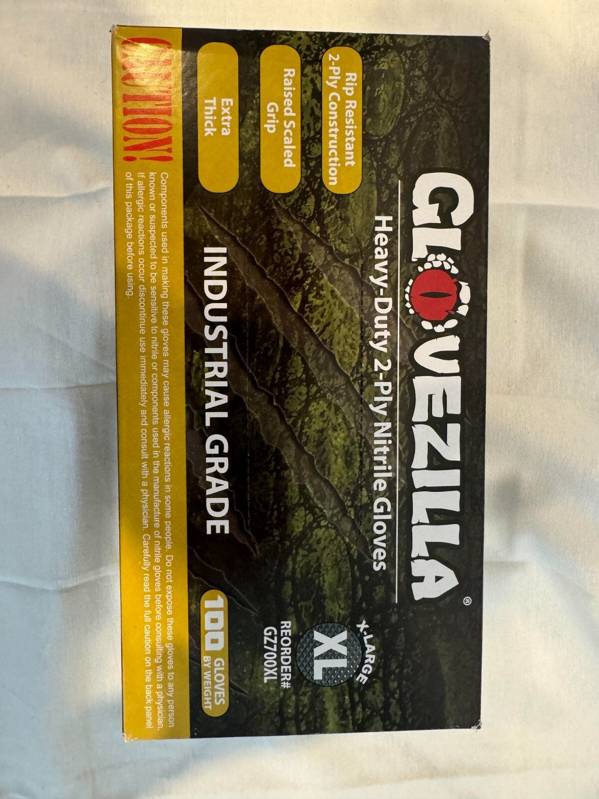 GloveZilla Heavy-Duty Nitrile Gloves Scaled Grip SIZE XL – BOX OF 100