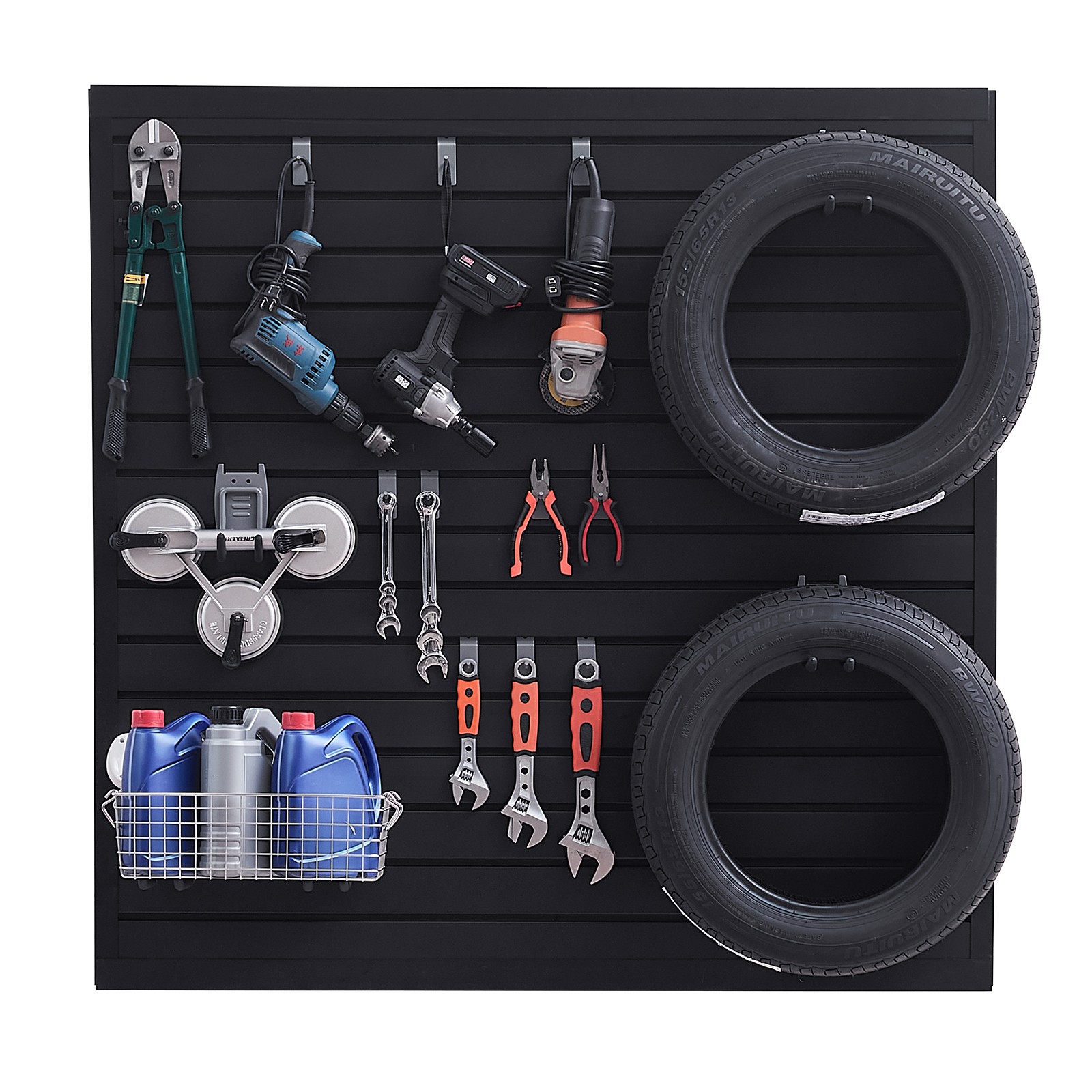 4 x 4 ft Slat Wall Paneling PVC Black Garage Slatwall with Modular Design