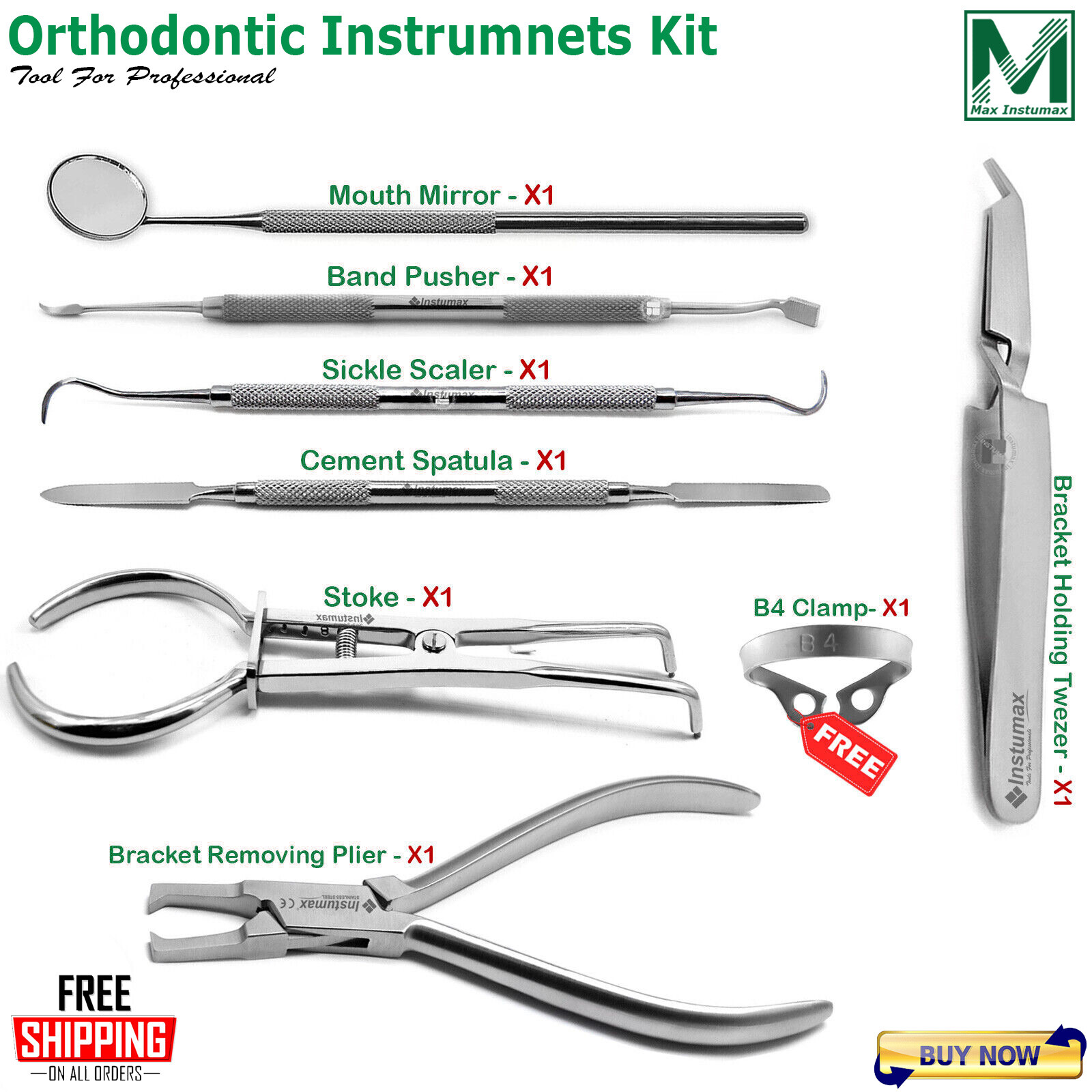 Orthodontic Pliers Wire Cutter Student Basic Examination Dental Instruments Kit