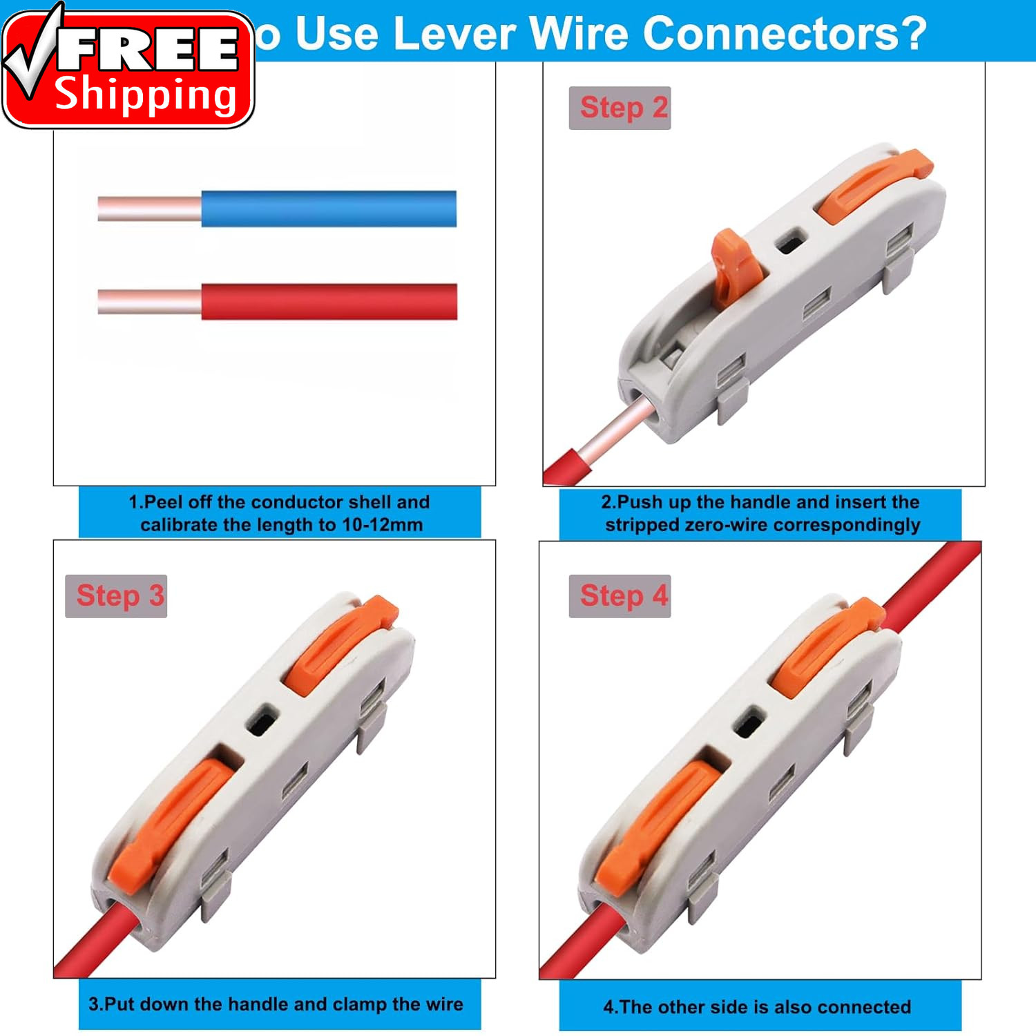 60PCS Lever Wire Connectors AWG28-12, Quick Connect Electrical Splicing Kit for