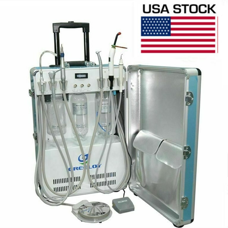 Greeloy Dental Unit with Air Compressor Ultrasonic Scaler Curing Light 4 Hole US