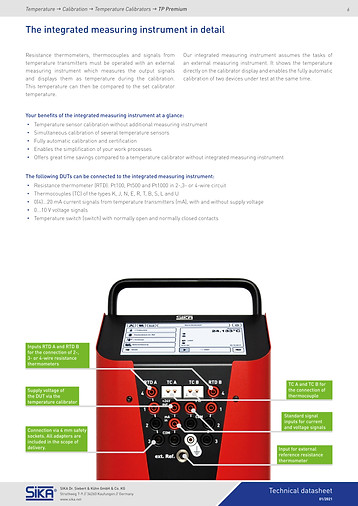 SIKA TP37200E.2i Premium Temperature Calibrator Range -55°C to 200 °C