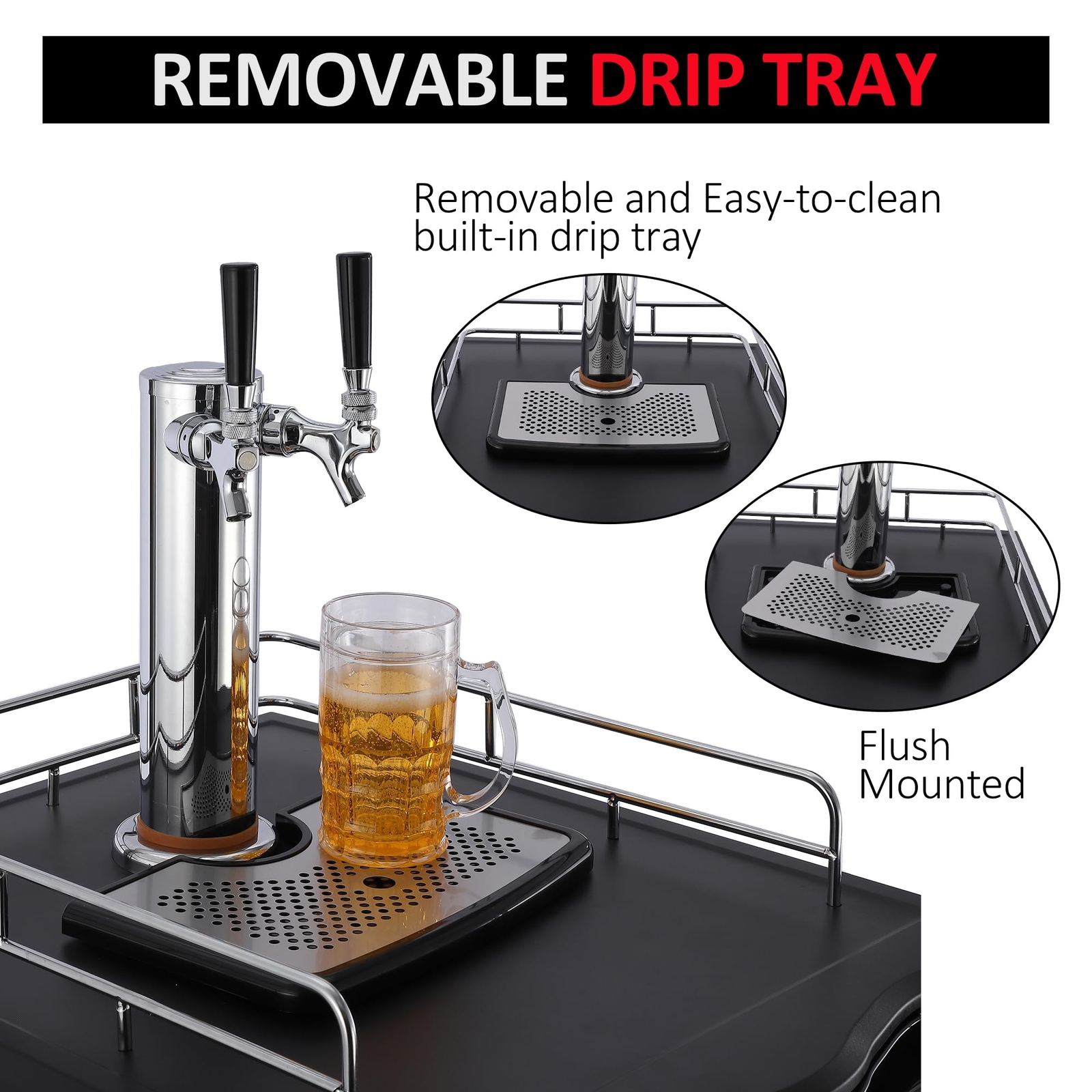 6.1 CFBeer Kegerator Dual Tap Draft Beer Dispenser 32°F- 50°F Temperature Contro