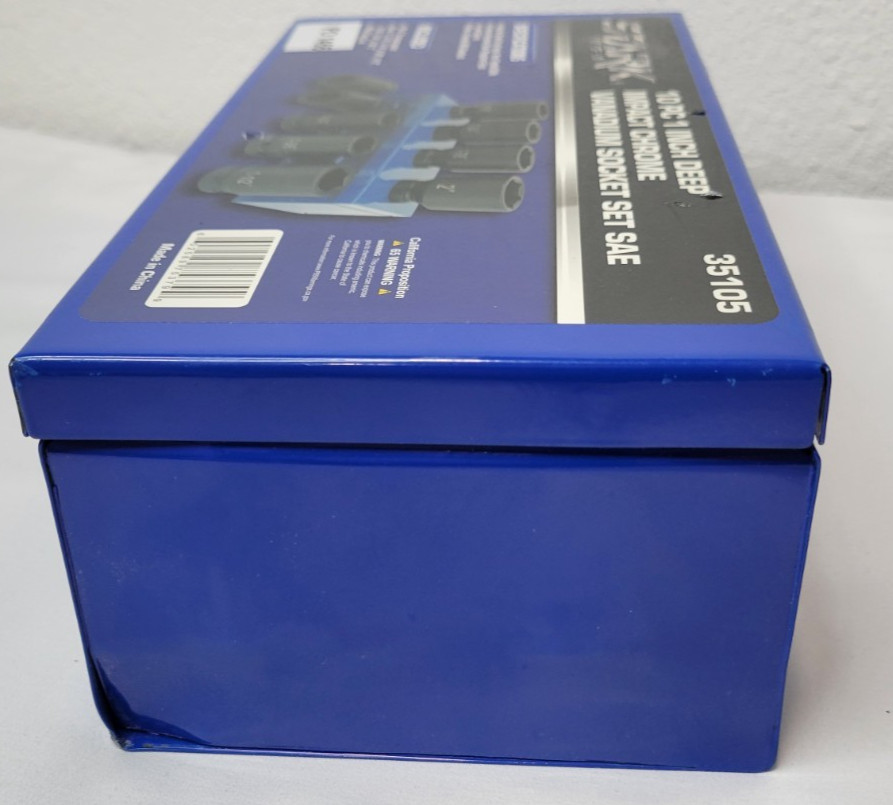 Stark USA 35105 10pc 1″ Drive Deep Impact Socket Set SAE CR-MO Metal Case *Read*