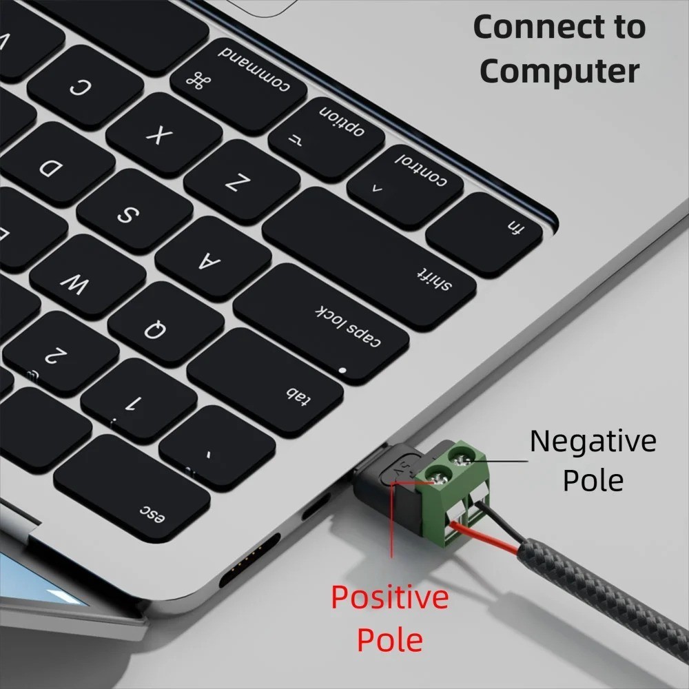 USB Type C Solderless Connector Screw Terminal Adapter Male to 2 Pin 10 PCS